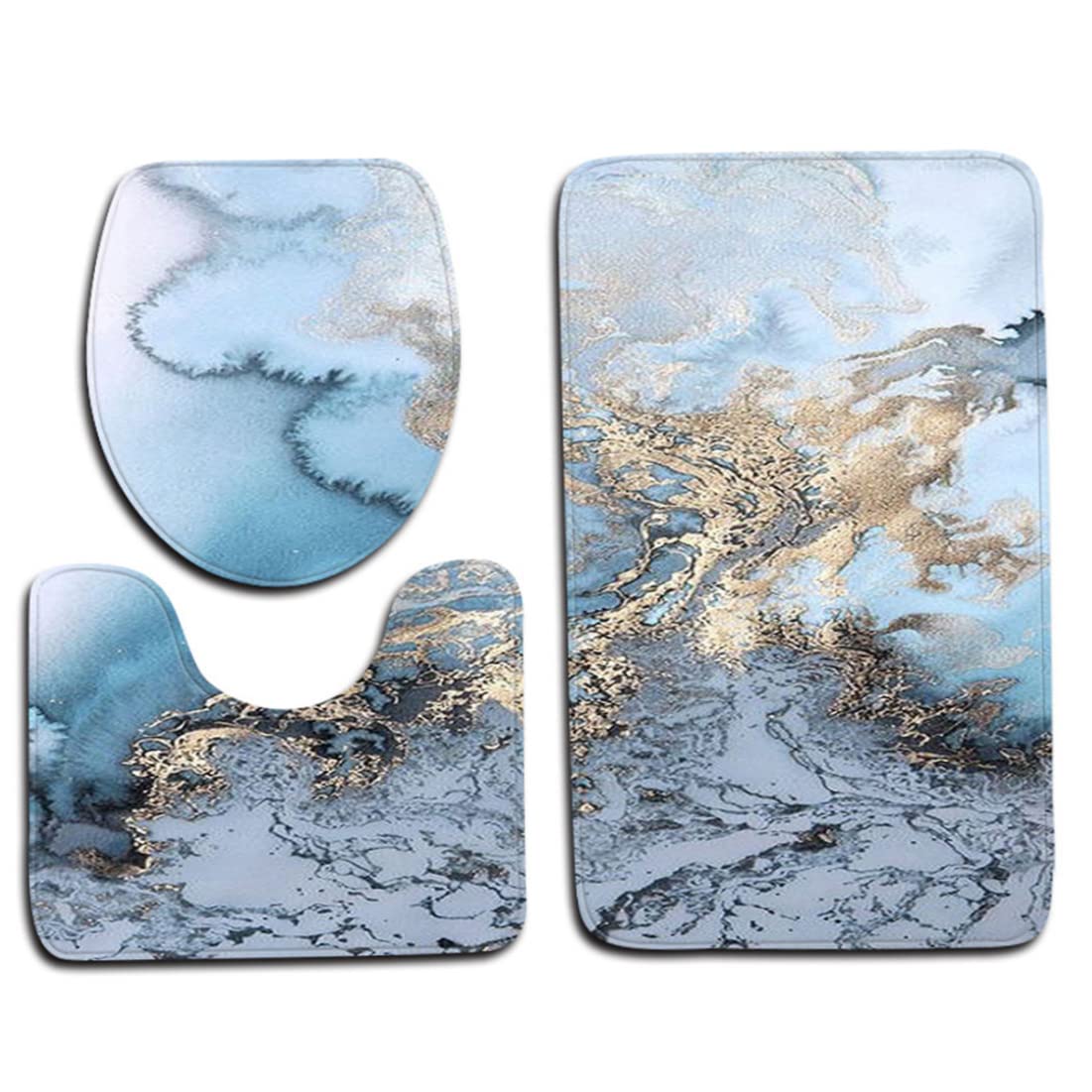 3 unids/Set adoquines mármol Antideslizante Absorbente de Agua Lavable a máquina Alfombra de baño Alfombra de Contorno Cubierta de Inodoro