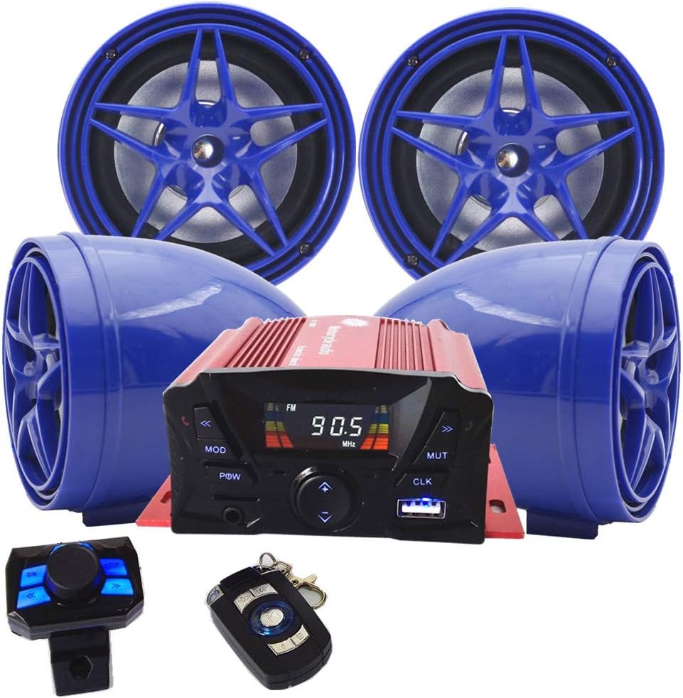 XYC 12V Motorcycle Waterproof FM USB 4 Channel 3 Inch UTV ATV Bluetooth Amplifier Sound System Audio Stereo Hand-Free Speakers Audio