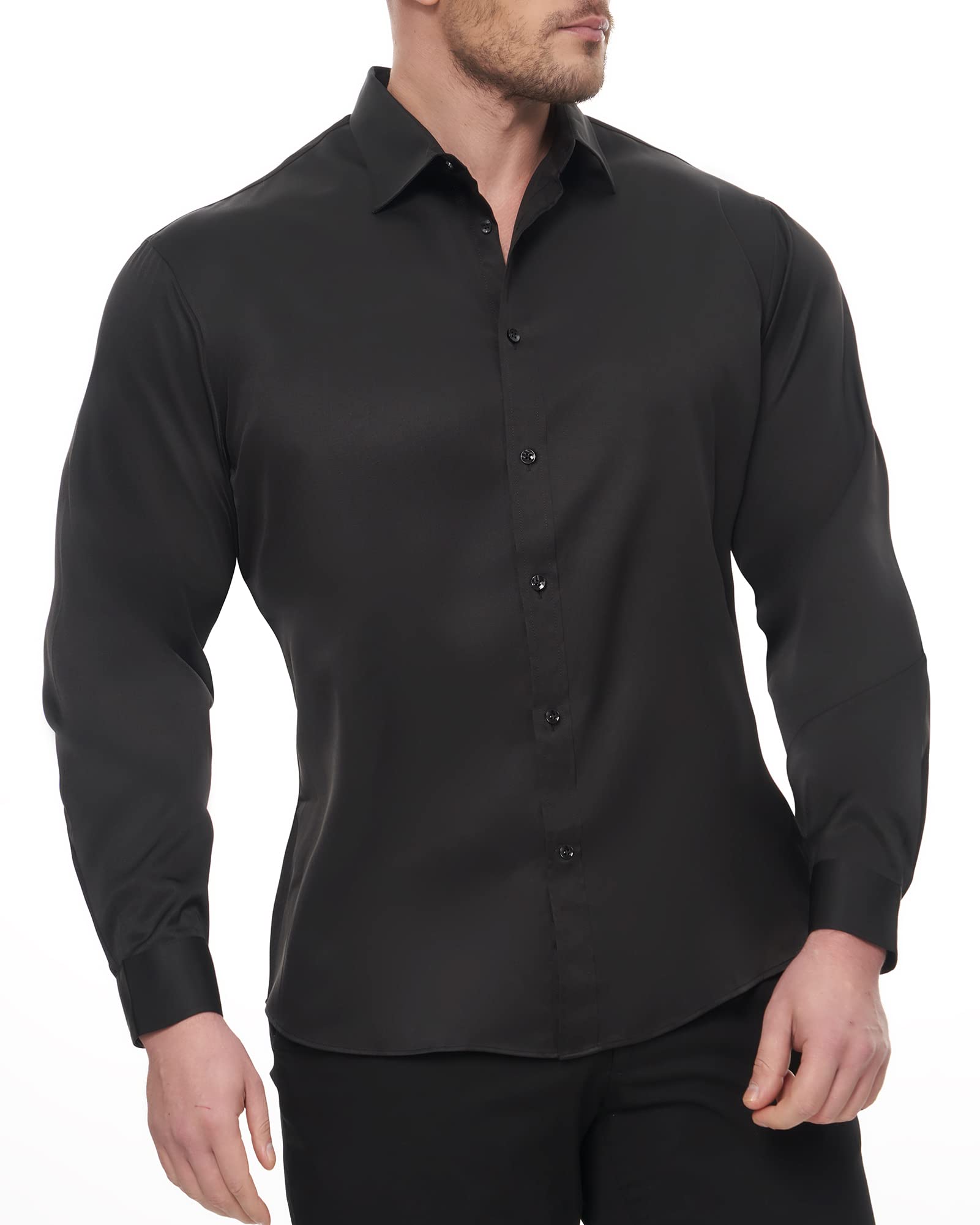 Alimens & GentleMen's Dress Shirts Long Sleeve Wrinkle-Resistant Casual Button Down Shirt