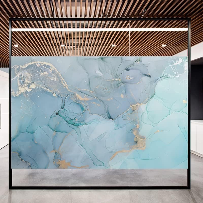 Texture of Marble Window Privacy Film Decorative Window Sticker No Glue Static Window Cling Frosted Window Decals 19.7"x55.1"(50x140cm)