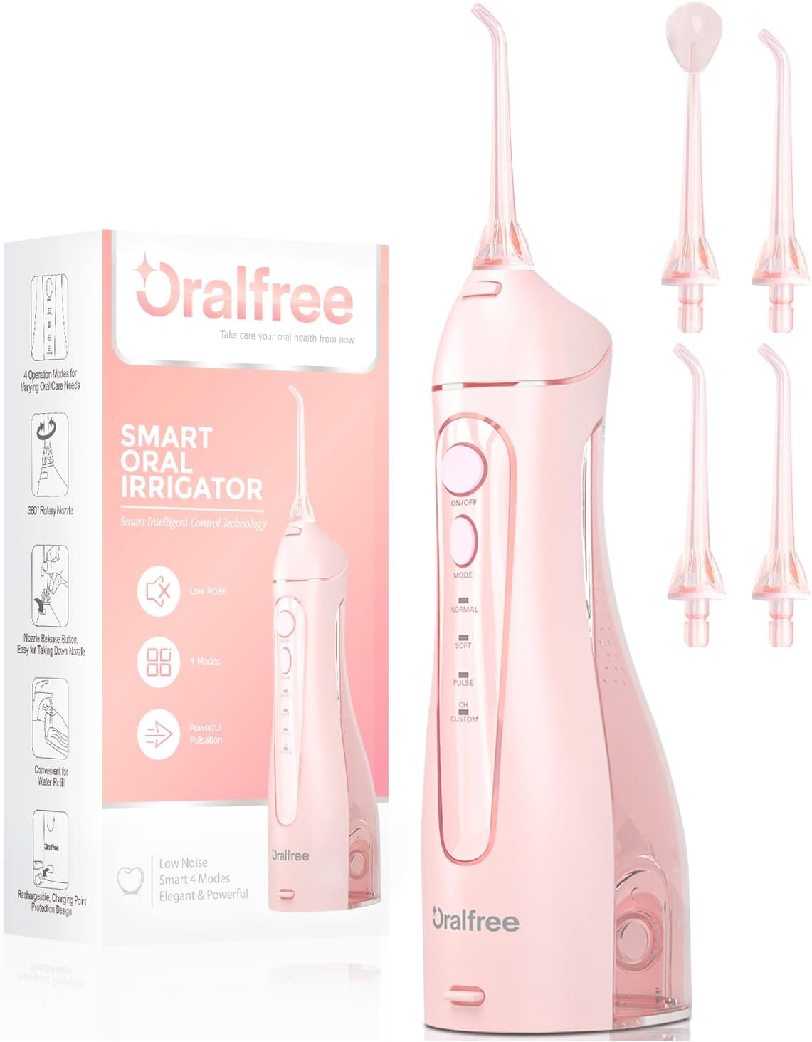 Oralfree Water flosser Teeth Picks - Dental Braces Cordless Oral Irrigator Portable Rechargeable Travel Irrigation Cleaner IPX7 Waterproof Electric Professional Flossing Teeth Cleaning for Home