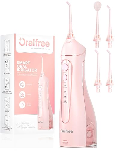 Oralfree Water flosser Teeth Picks - Dental Braces Cordless Oral Irrigator Portable Rechargeable Travel Irrigation Cleaner IPX7 Waterproof Electric Professional Flossing Teeth Cleaning for Home
