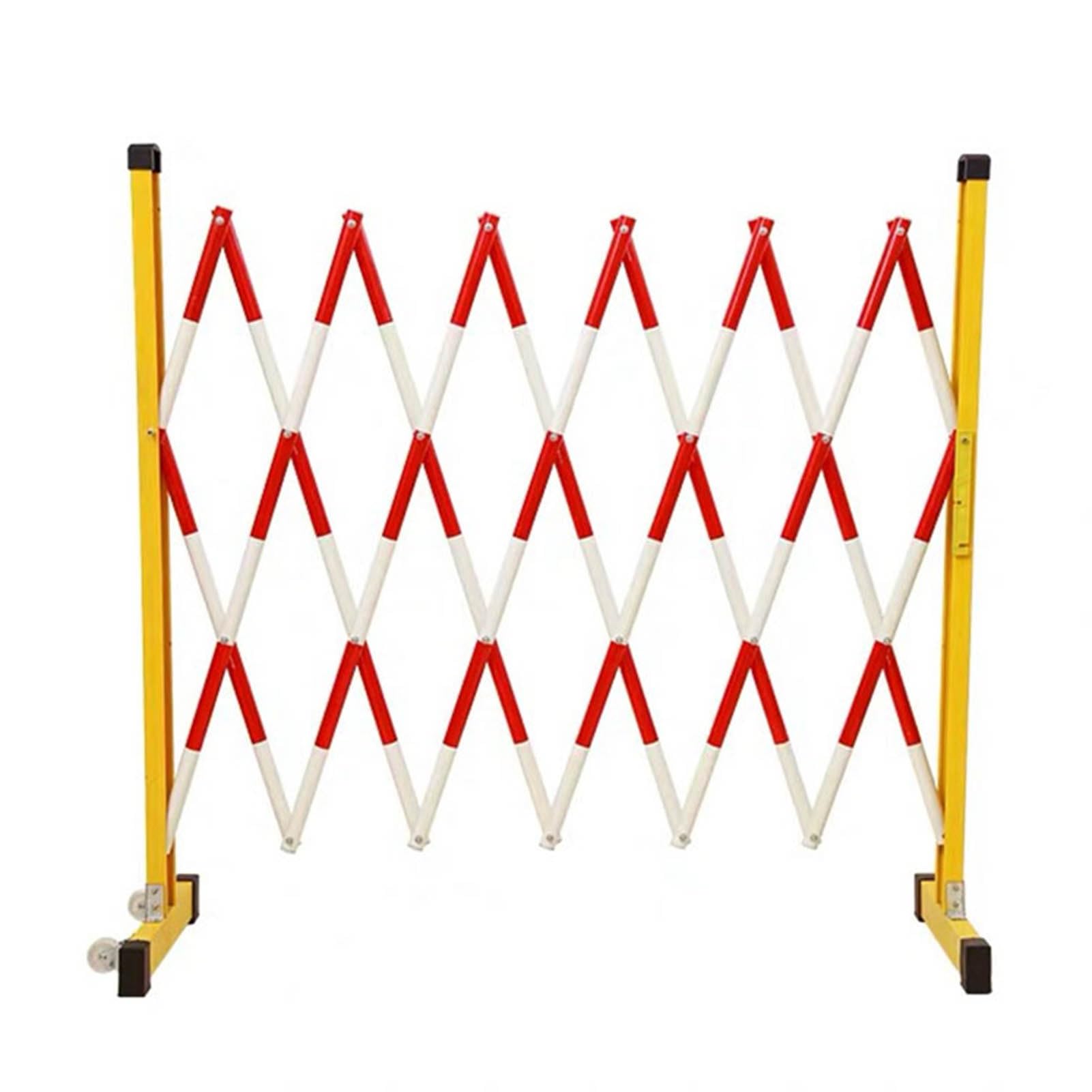 Generisch Ausziehbare industrielle Metallbarriere, mobiles Aluminium-Gartentor auf Rollen für Verkehrsregelung und Baustellen, Farbe: Rot, 120 cm hoch x 400 cm lang