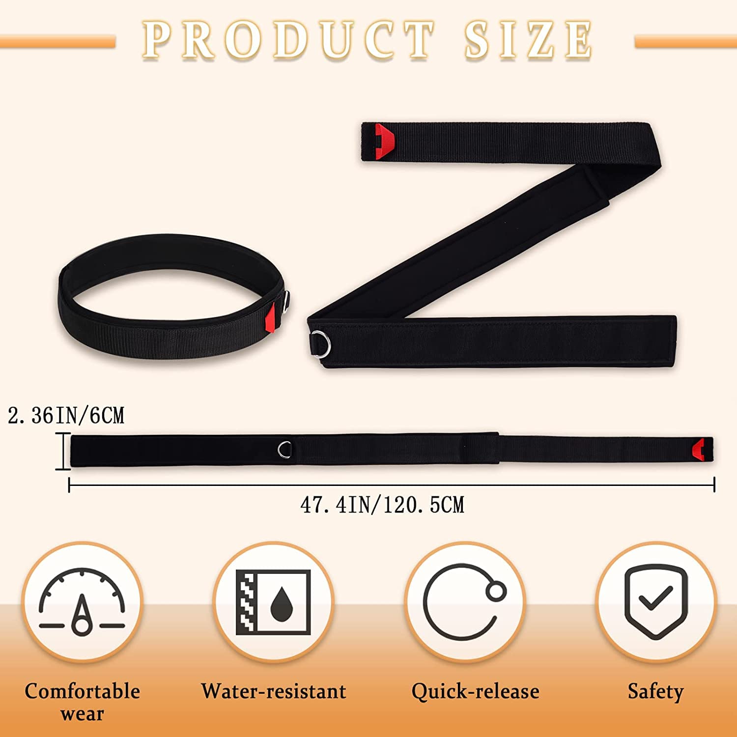 Poweka Surfboard Waist Leash 10ft x 7mm, Hüftgurt SUP für Paddleboard kompatibel mit Allen Paddelbrett-Spiralgurten, Verstellbarer Hüftgurt mit Schnellverschluss für Surfen Wassersport
