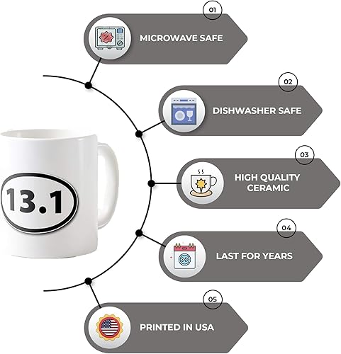 Miniatura 6 de D STICKY COMPANY 13.1 Half Marathon Black Taza de café de cerámica de 11 oz – El mejor regalo para corredores y entusiastas del maratón
