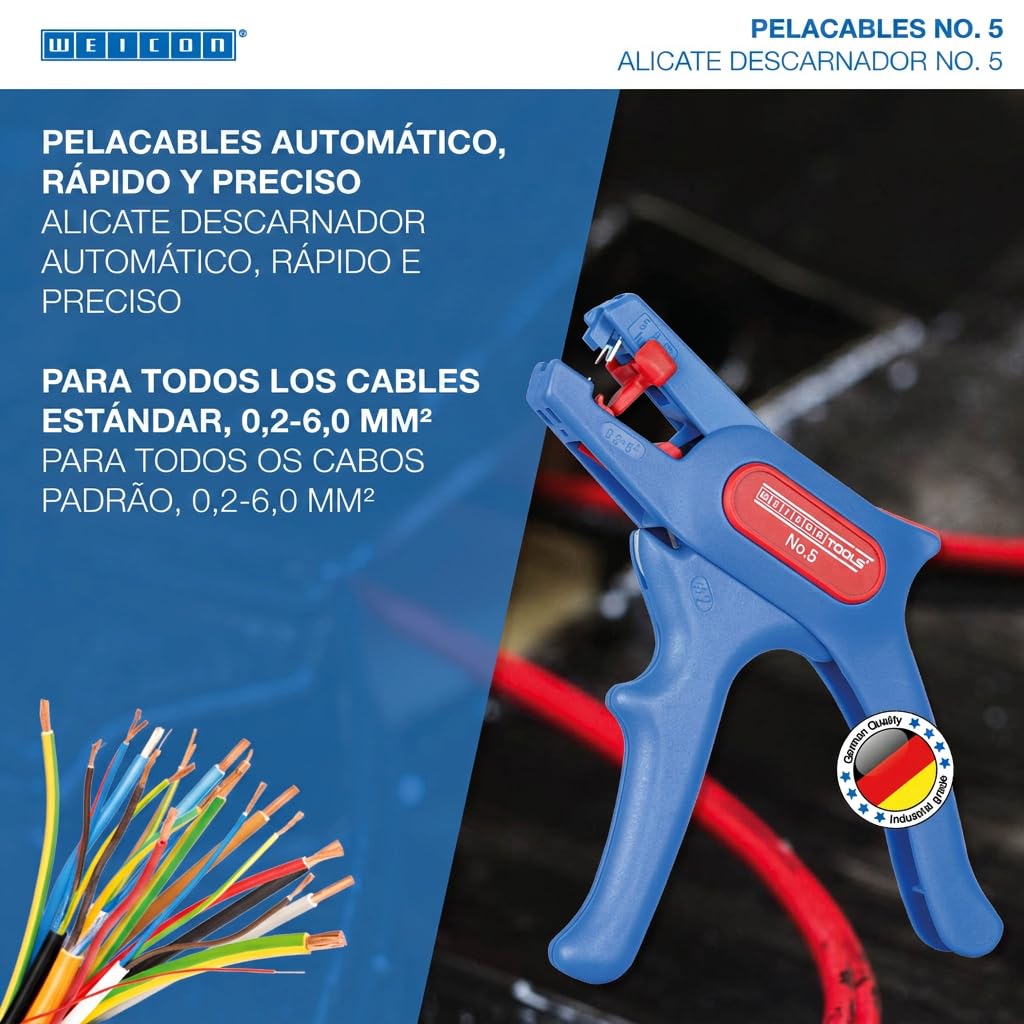WEICON TOOLS Tenaza Pelacable No. 5 | Rango de trabajo 0,2 - 6 mm² | Automática