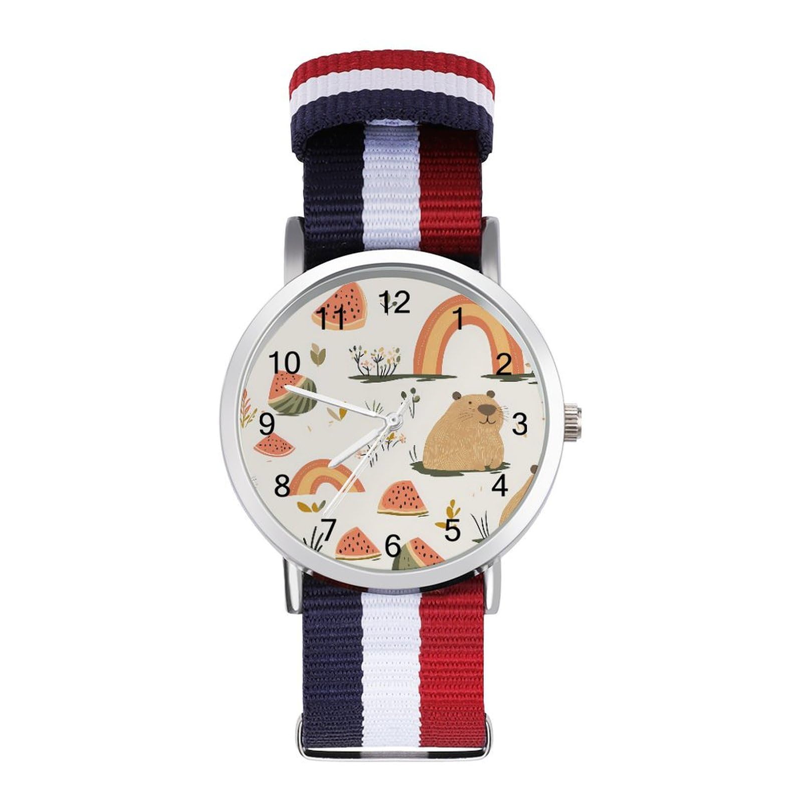 Capybara Rainbow Floral Watermelon Funny Wrist Watches for Men Women Fashion Graphic Watch for Work Workout