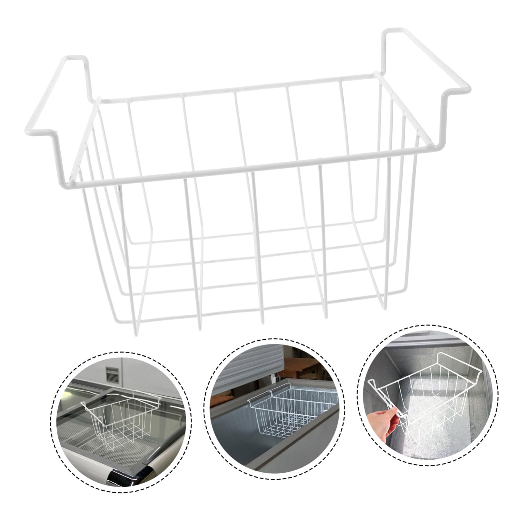 Garneck Organizador de Estantes para Congelador Cesta Colgante 35x22x20 Cm Hierro Rejilla Ventilada Almacenamiento Doméstico y Comercial