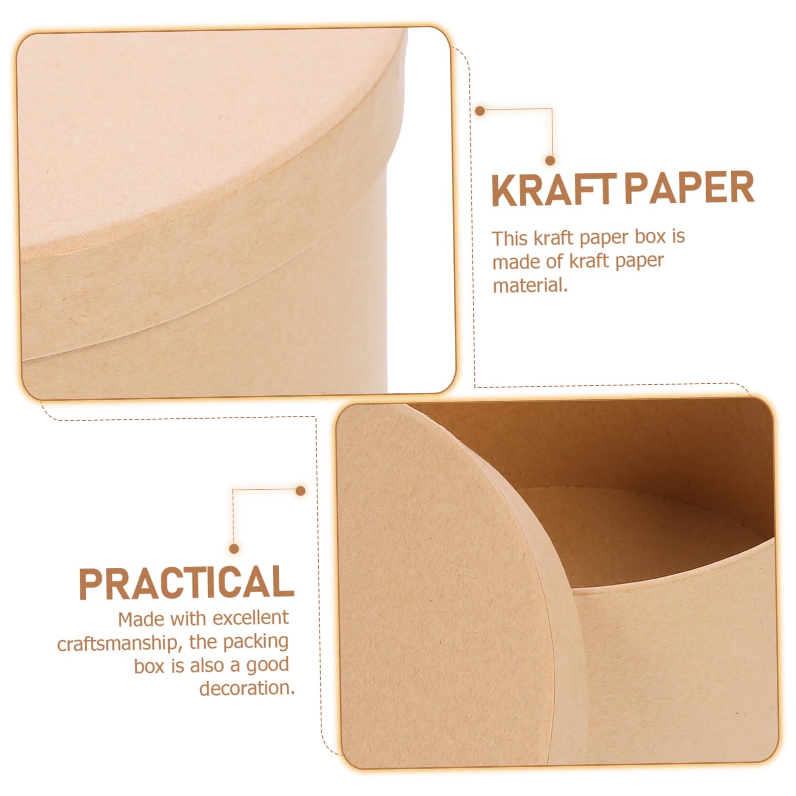 Alipis Runde Kraftpapier Geschenkboxen Teiliges Diy Malset mit Deckel Vielseitig als Süßigkeiten und Schmuckverpackung Leichte Aufbewahrung für Partygeschenke und Kosmetik Braune Kartons