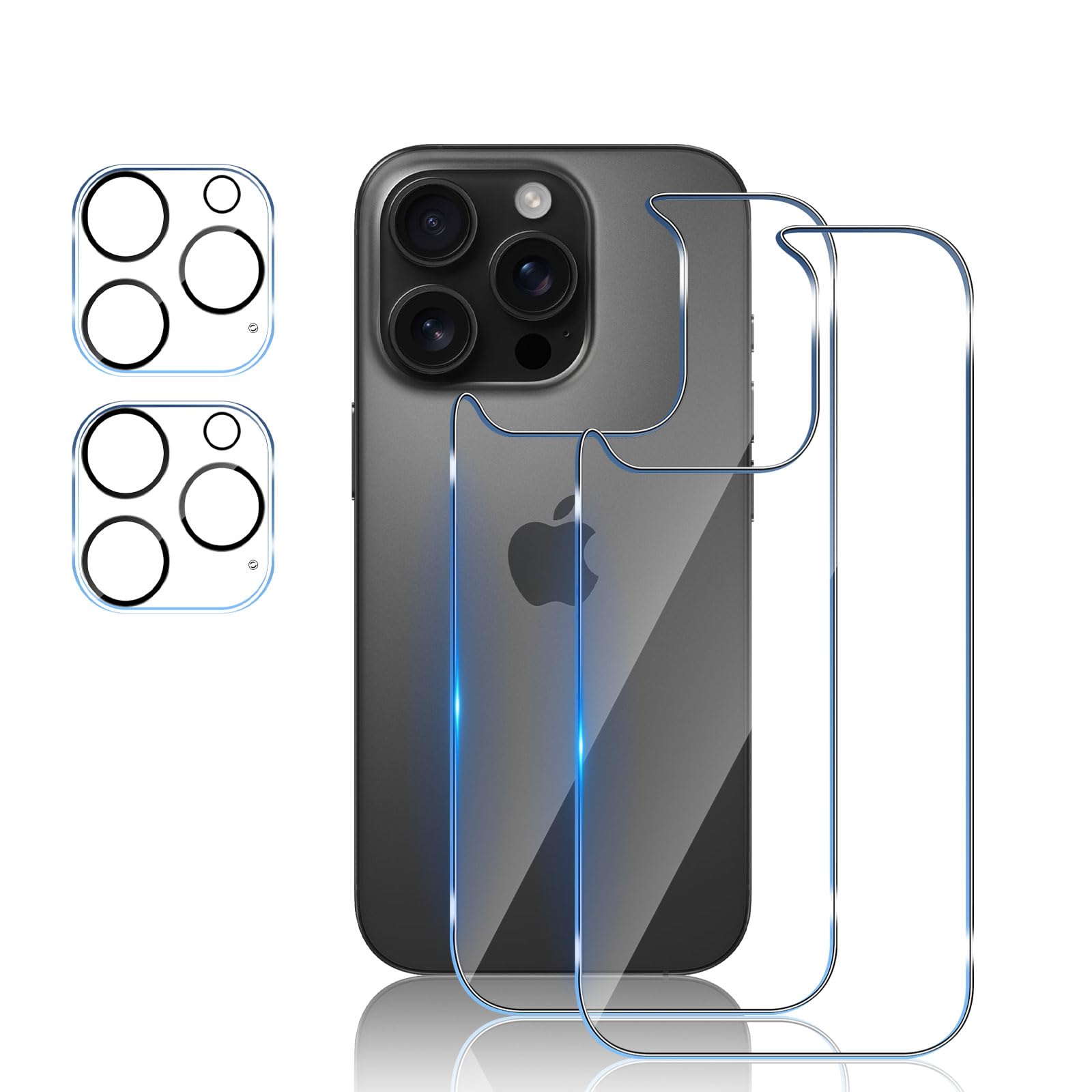 TUTUO [2+2 Pack Tempered Glass Compatible with iPhone 16 Pro Max Back Screen Protector + Camera Lens Protector