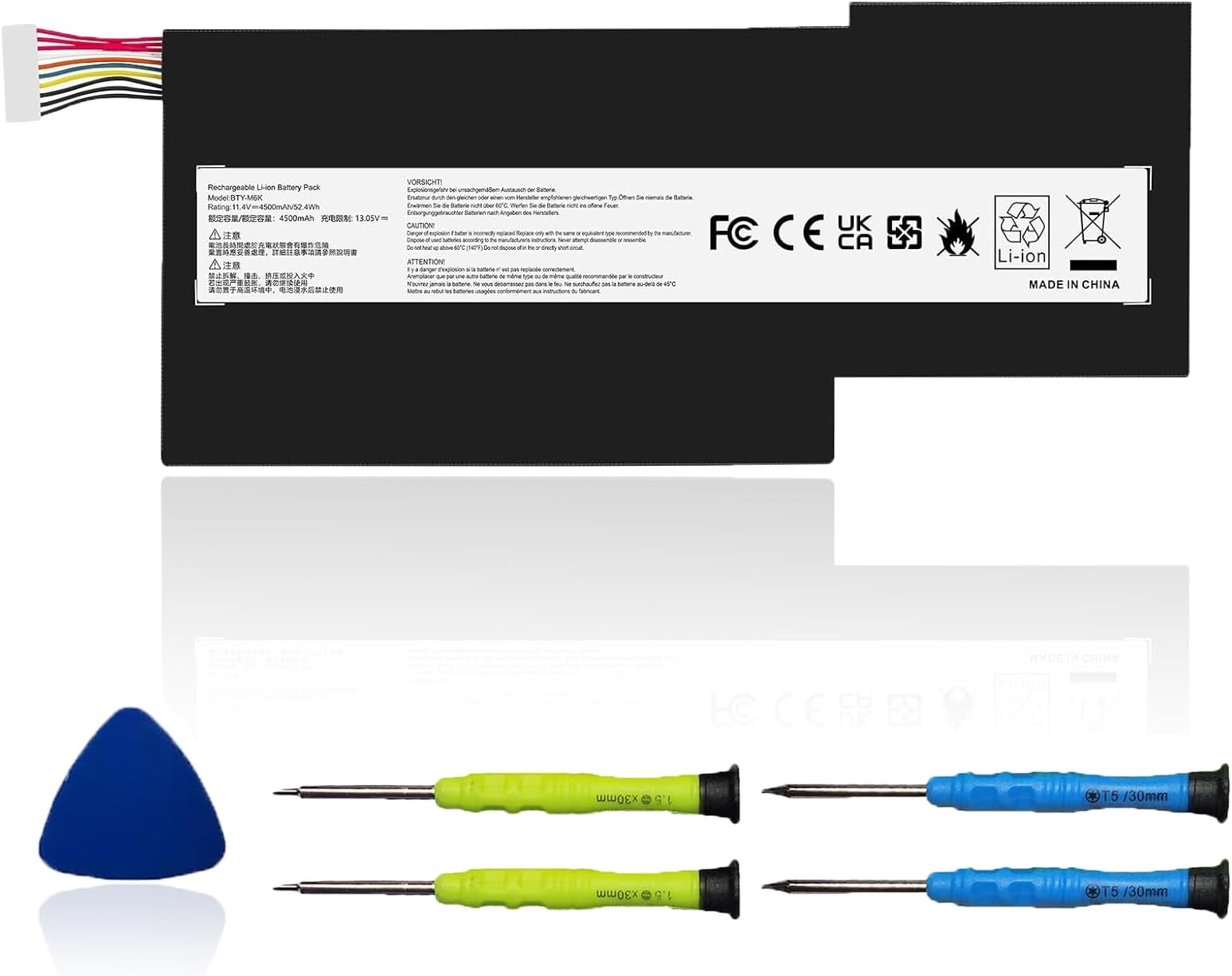 BTY-M6K Laptop Battery Compatible with MSI MS-17B4 MS-16K3 GS63VR 7RG Stealth Pro 7RG-005 7RG-036CN GF63 8RD-031TH 8RC-034CZ 9SC GF75 Thin 3RD 8RC 8RD 8SC 9SC-088CN Series 11.4V 52.4Wh 4600mAh