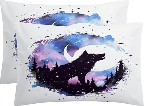 Miniatura 2 de OmErsa Funda de edredón de lobo tamaño California King, juego de ropa de cama de animales de 3 piezas, funda de edredón con estampado de microfibra