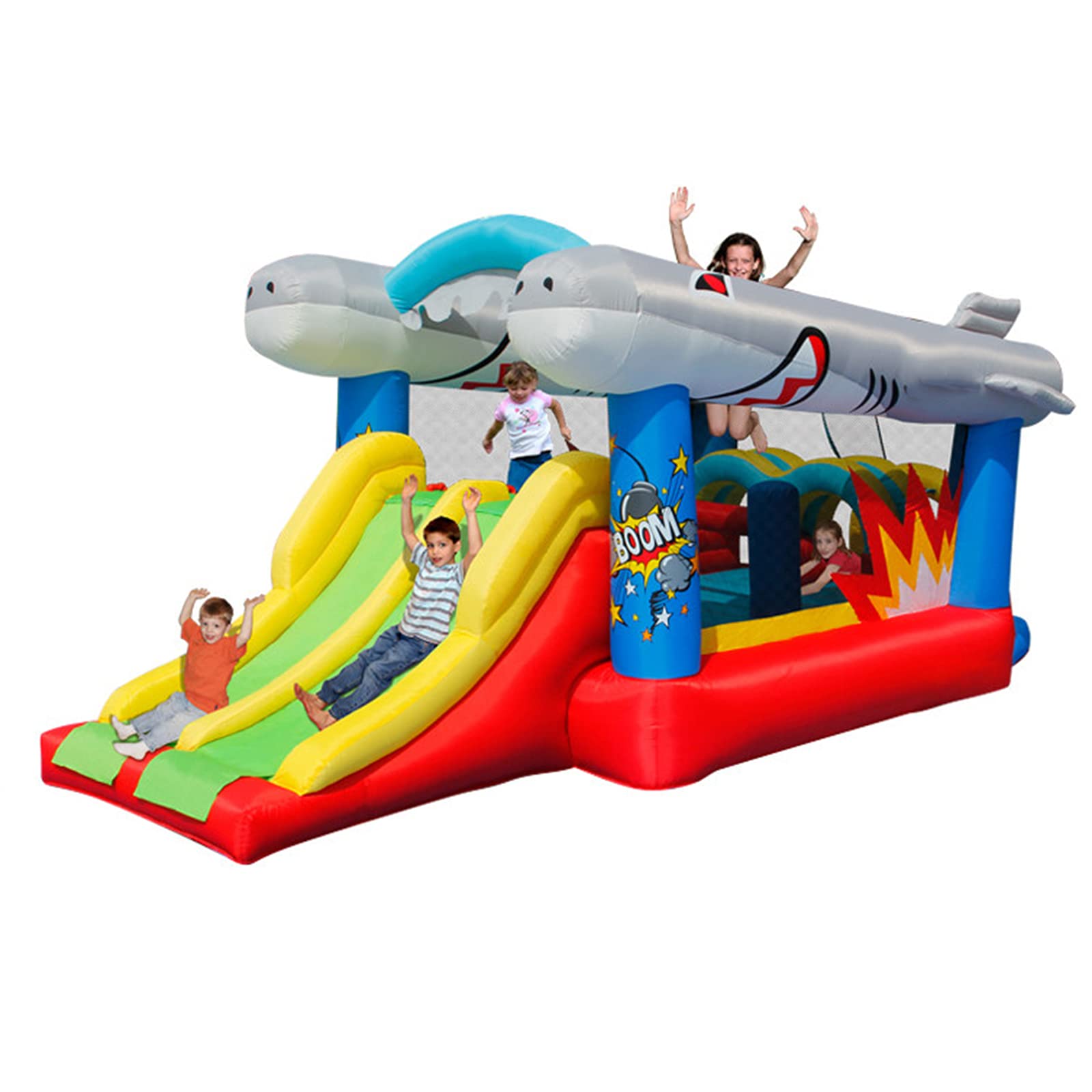 Castillo Hinchable Inflable para Niños Castillo Hinchable Inflable, Castillo Inflable Grande Parque Infantil Interior Al Aire Libre Puente Inflable para 5 Niños