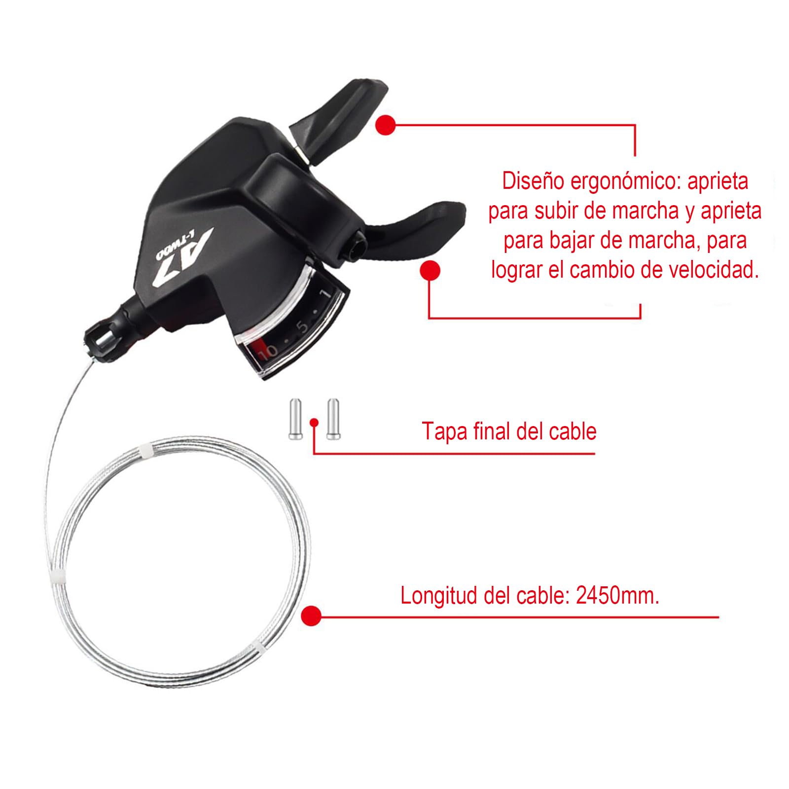Cambio posteriore 10 V per Shimano/Sram,Deragliatore posteriore 10 velocità MTB,Leva del cambio 10 V - Leva del cambio per mountain bike, cambio da strada 10 V.