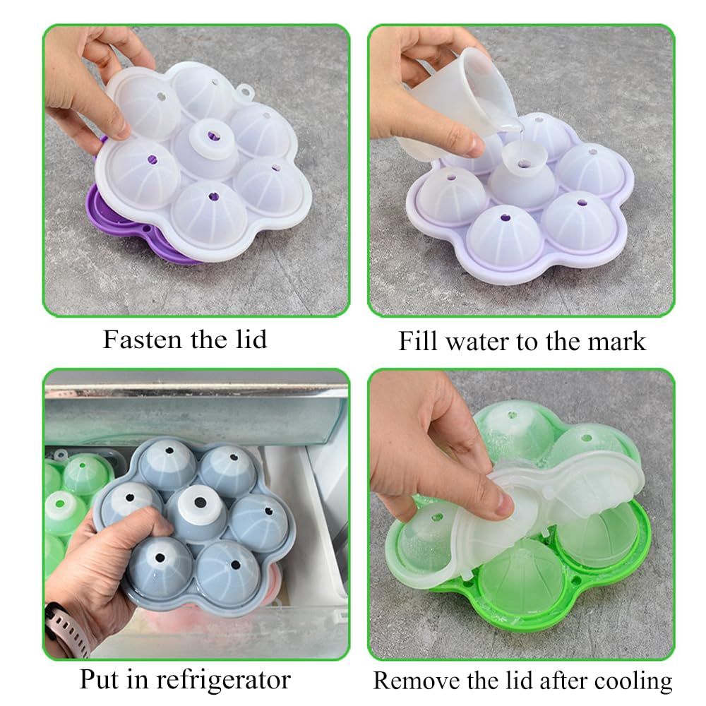 Moules à Glaçons Sphériques DasWas - 4x Boules 6cm, Pour Whisky Et Cocktails, Silicone