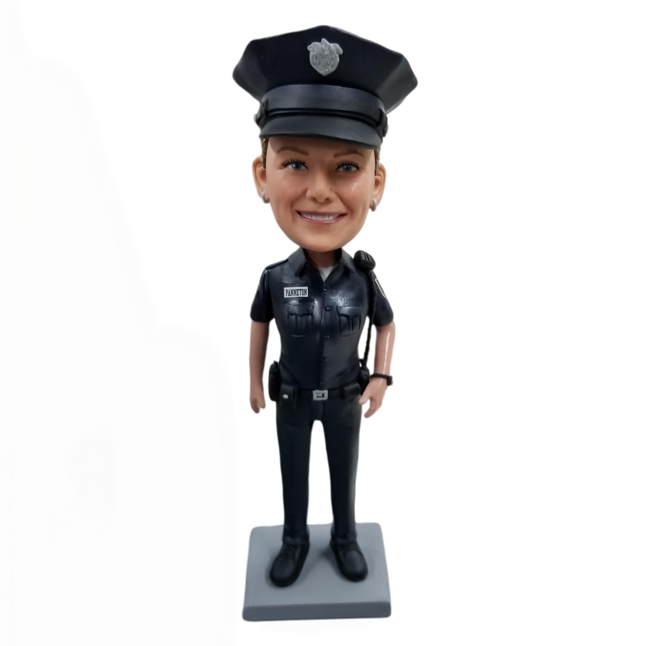 Photo Bobblehead Figurine 3D personnalisée de photo Bobbleheads - Uniforme de policière - Cadeau personnalisé pour les policières