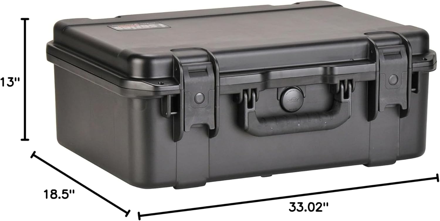 SKB iSeries Watertight Case, Heavy Duty Container Waterproof Box with Secure Gasket Seal and Cushion Grip Handle, 20" x 16" x 8", Gray