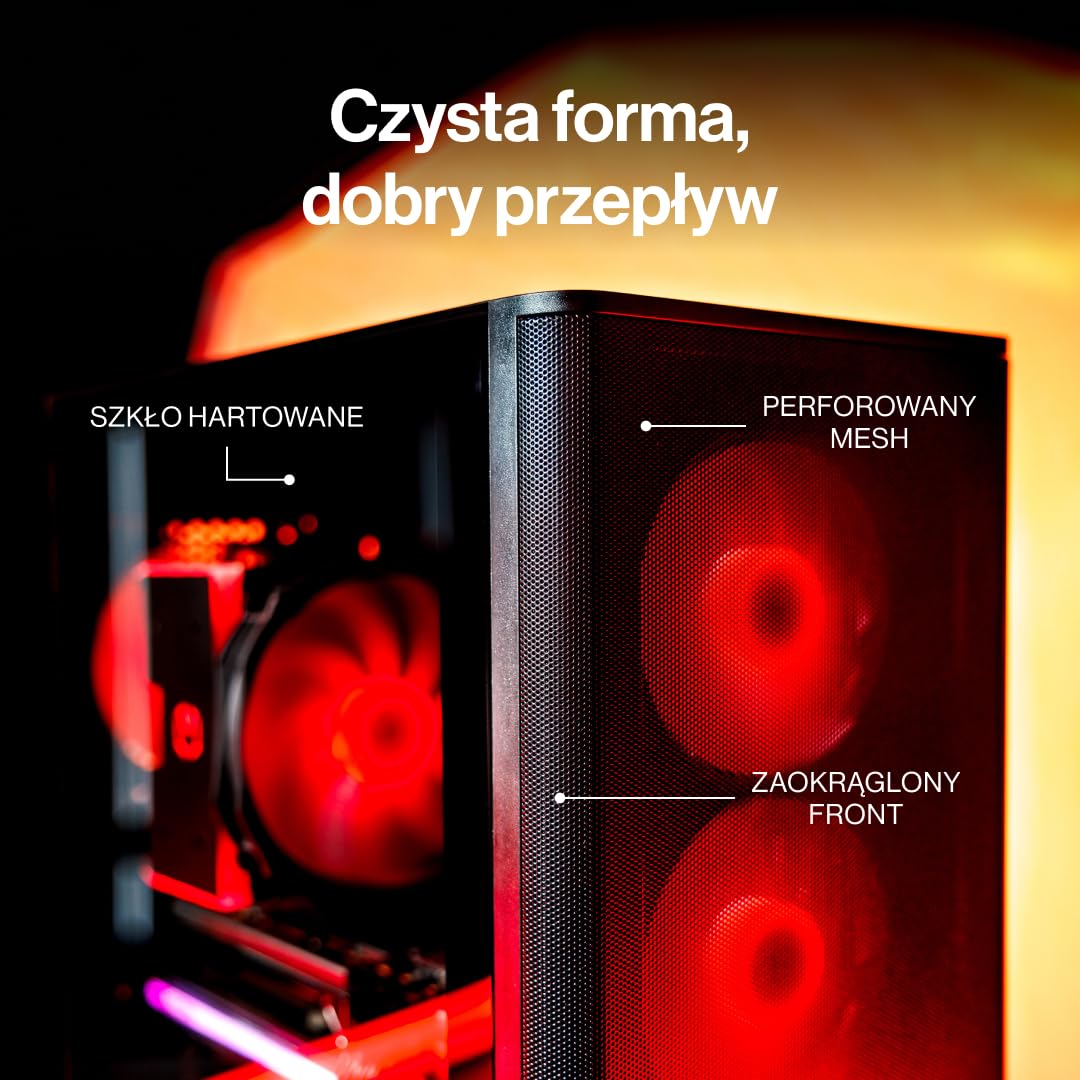 ENDORFY Ventum 400 ARGB, Obudowa PC ATX z Hartowanym Szkłem, 4x Stratus 120 PWM ARGB, Mesh Front, USB-C, Obsługa AiO 360 mm, Gaming Case dla Mini-ITX mATX ATX