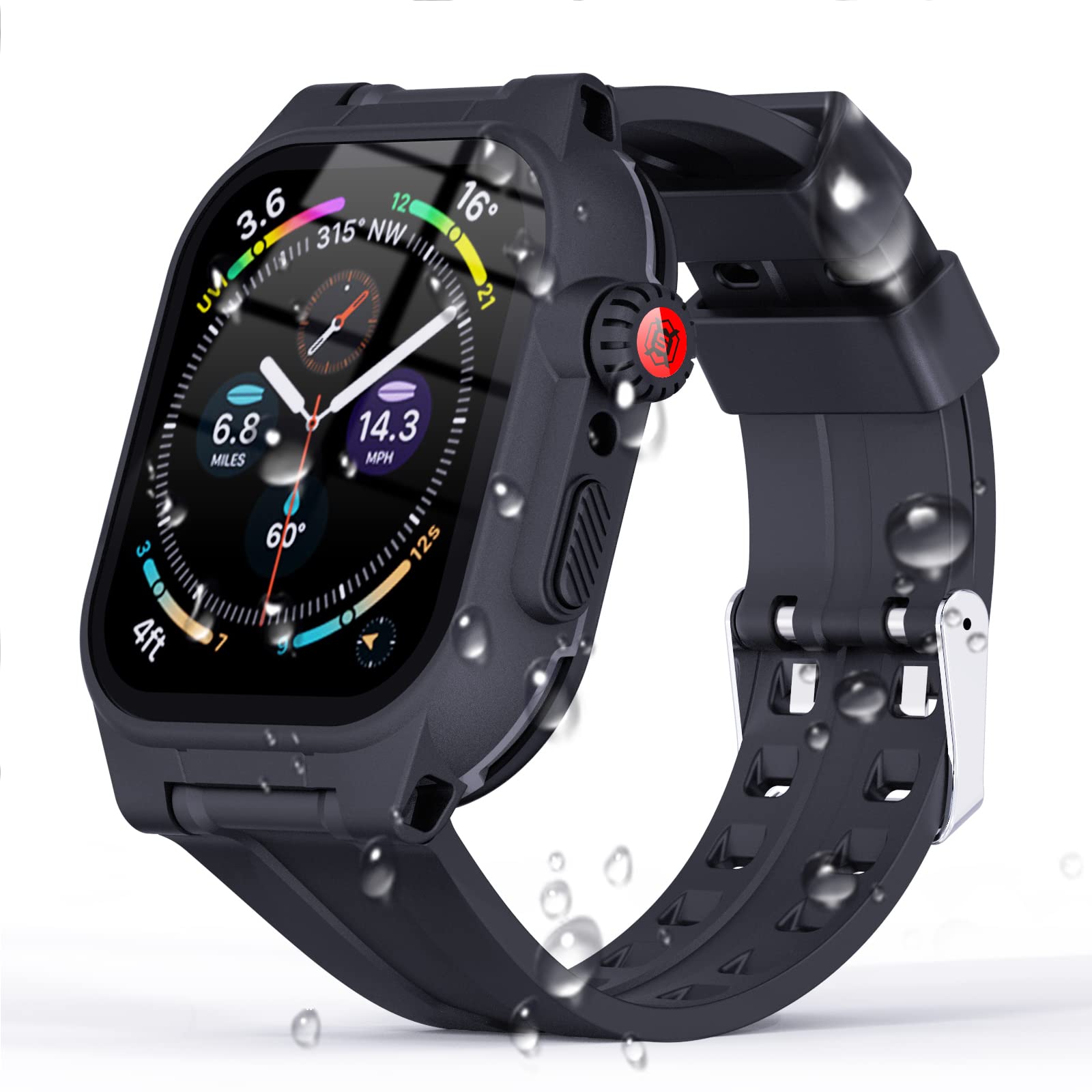 Amazon.co.jp: 対応 Apple Watch 7/8 41mm 防水 バンド+ケース 