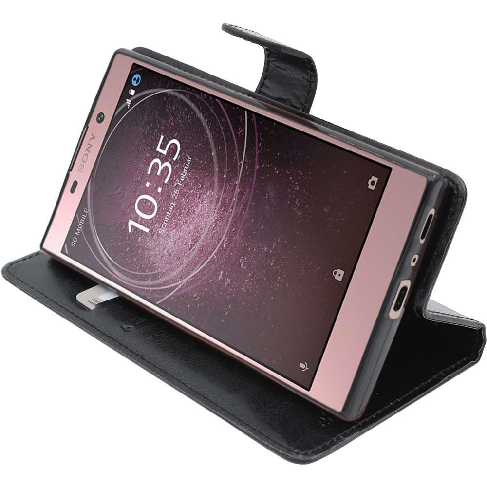 ebestStar - Cover Compatibile con Sony Xperia L2, L2 Dual (2018) Custodia Portafoglio Pelle PU Protezione Libro Flip, Nero [Apparecchio: 150 x 78 x 9.8mm, 5.5