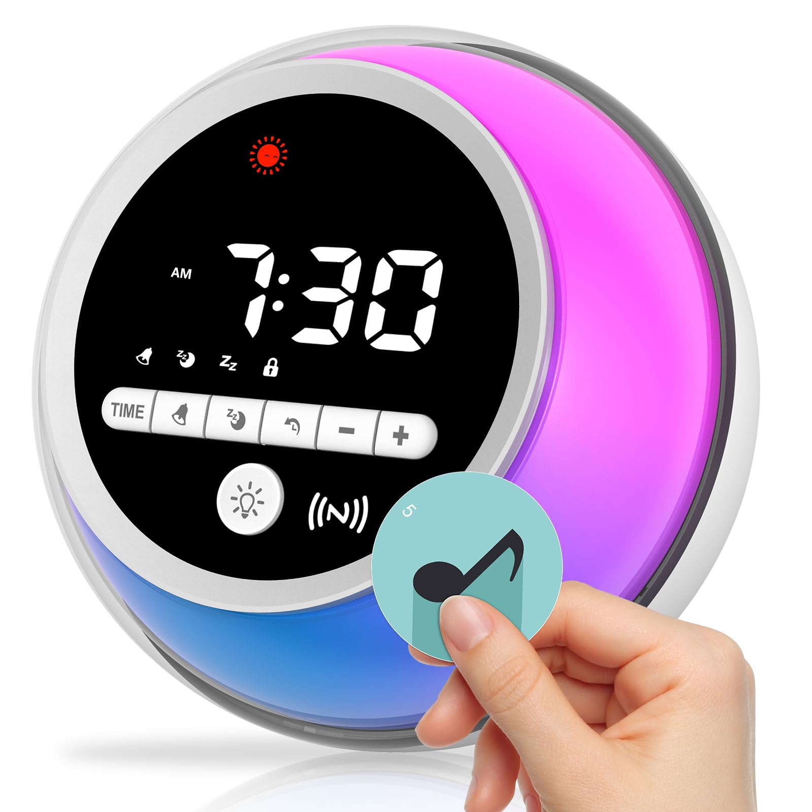 BUTTING Ok to Wake Clock, Kids Alarm Clock with Music Cards Sound Machine, Nap Timer, Sleep Training Clock for Toddlers, Child