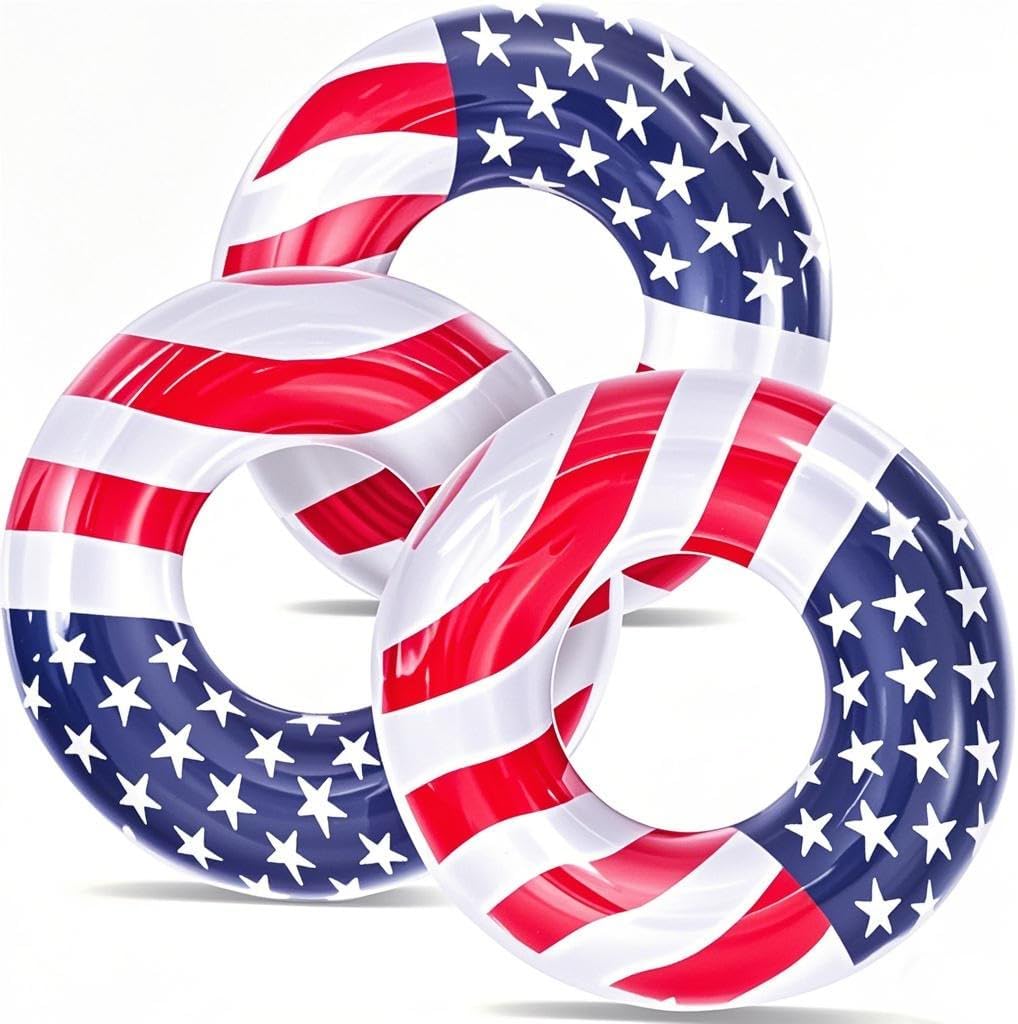 Amazon.com: 3 Pack Inflatable USA Flag Pool Floats for Kids Adults - 35 ...