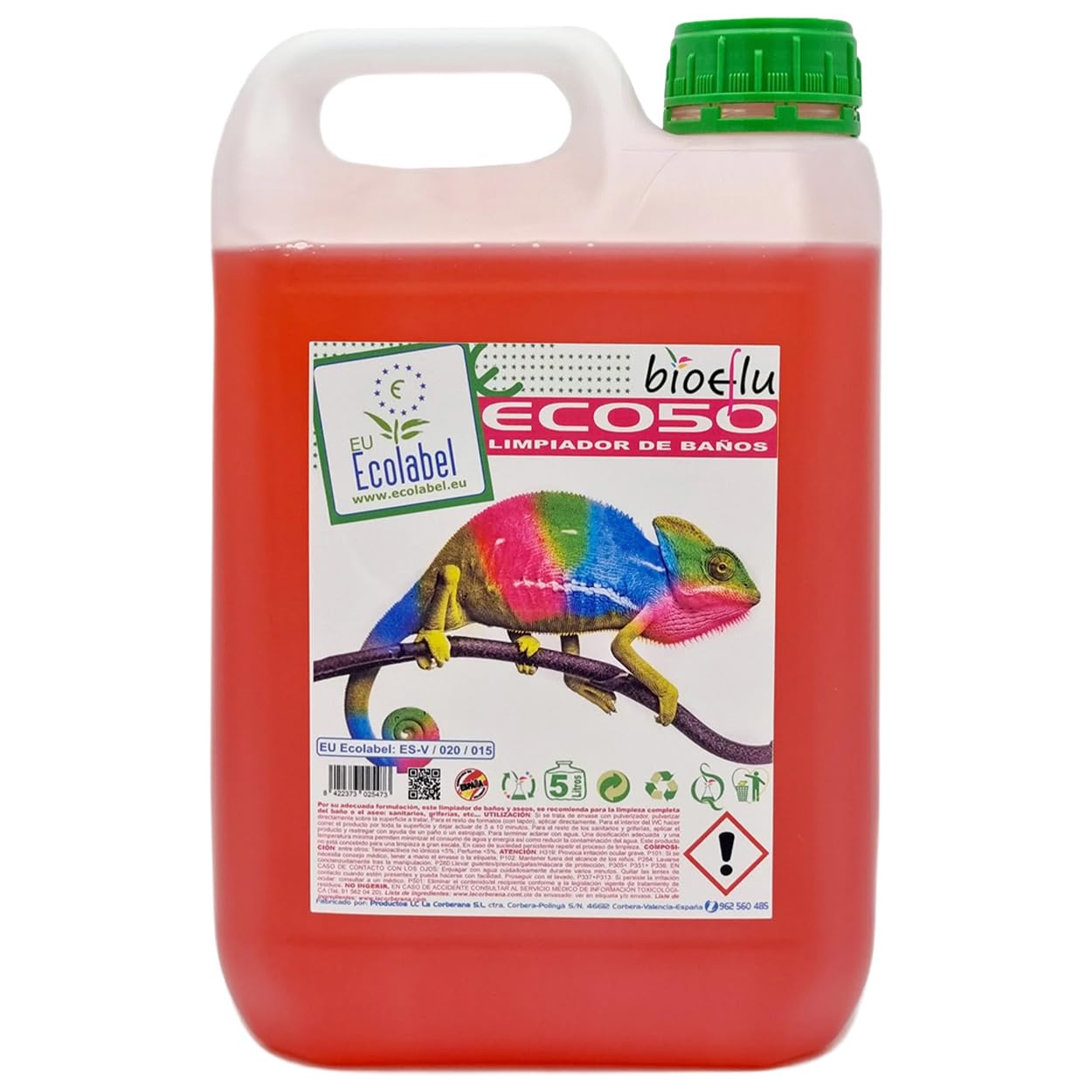 BIOEflu ECO50 Limpiador de Baños Ecológico 5000 ml – Limpieza Baño Profesional – Limpia WC Antical con Ecolabel – Multiusos Limpieza para Inodoros, y Grifería