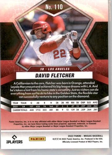 Miniatura 2 de 2022 Panini Mosaic #110 David Fletcher Los Angeles Angels Baseball Trading Card