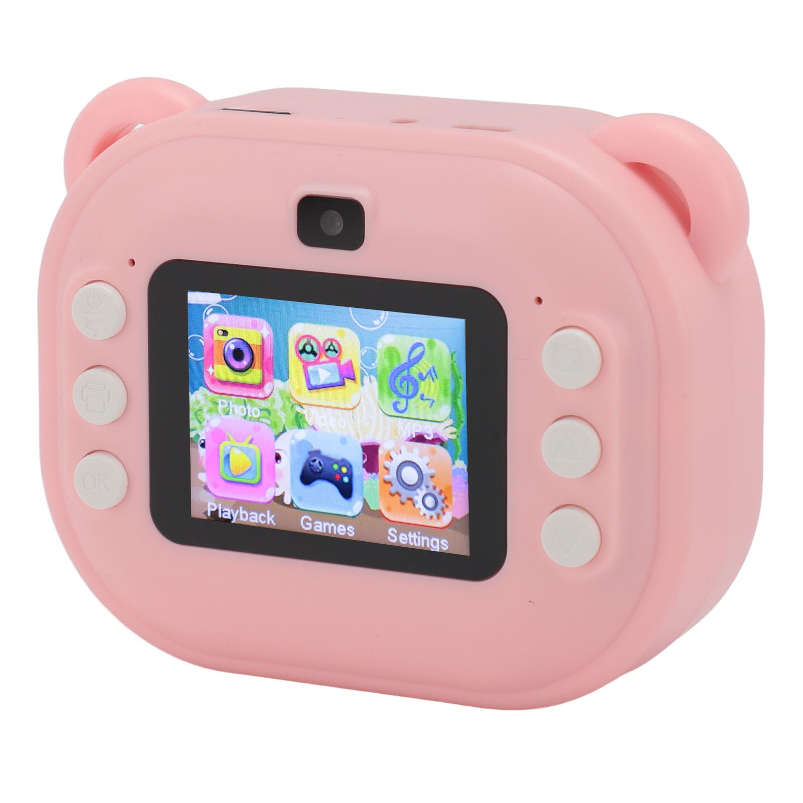 Sxhlseller Kamera Dziecięca, 2 -calowa Instancja Ekranu HD Kamera Wielofunkcyjna Przedni i Tylna Podwójna Soczewka z kartą Pamięci 32 GB na Urodzinowy (PINK)