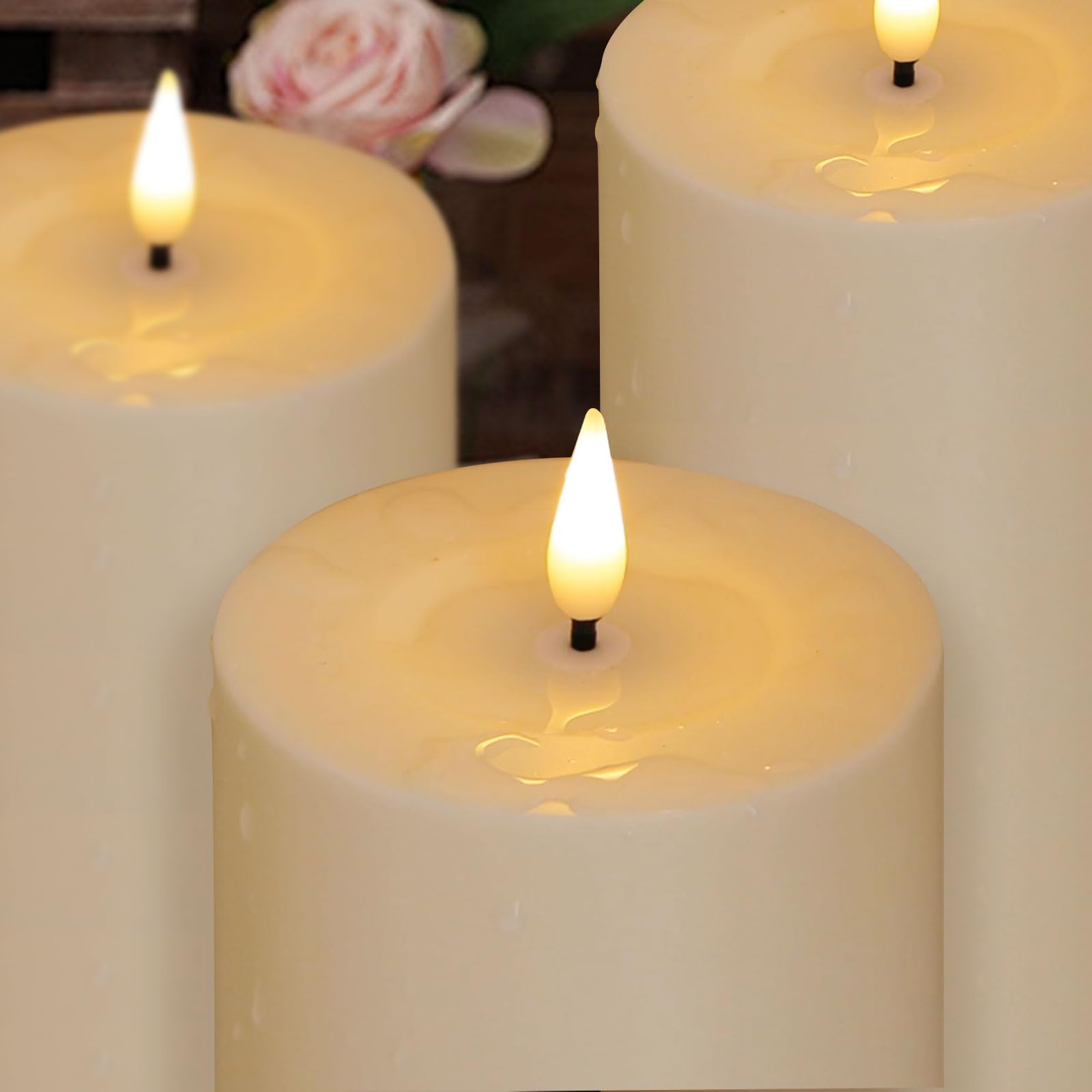 10 x 30 cm Bougies LED Flamme Vacillante, Fausse Bougie LED Exterieur Etanche avec Minuterie et Télécommande, Grandes Bougies Electriques Decorative, 2 pièces