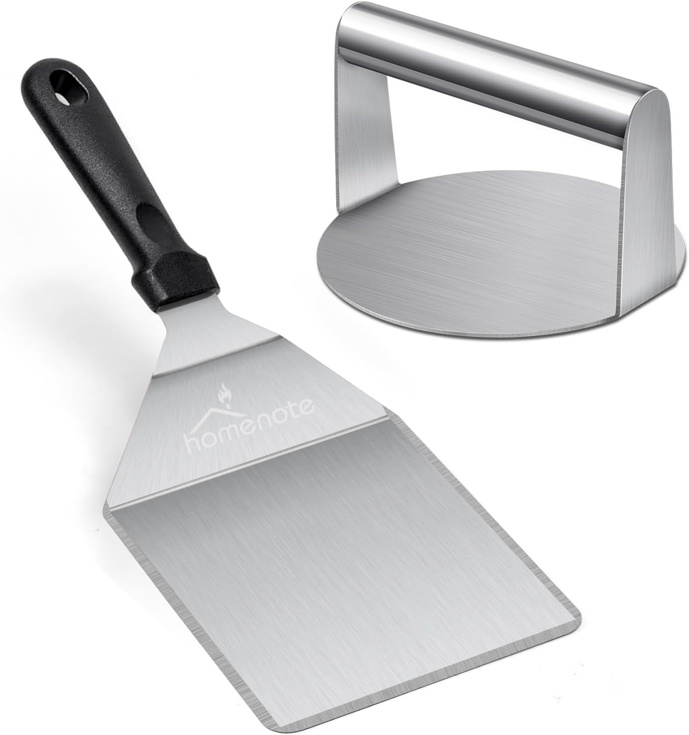 homenoteBurger Spatula Set, Hevry-Duty Extra Large Hamburger Spatula with Burger Press, Professional Smash Burger Kit, Griddle Accessories for Flat Top Griddle Grill