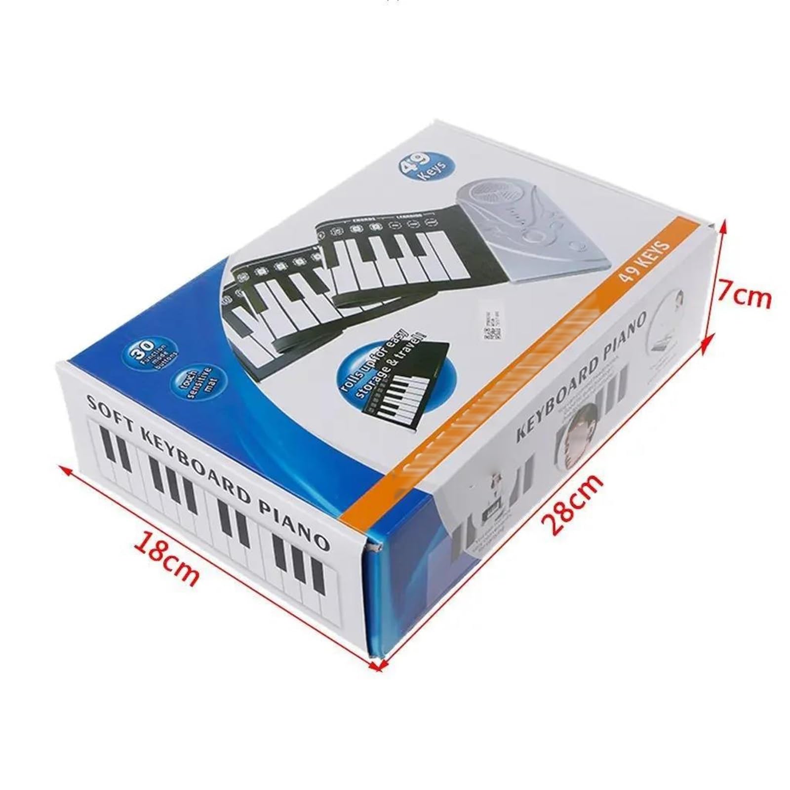 Tastiera Elettronica Professionale Tastiera Elettronica Pieghevole Portatile A 49 Tasti Con Rotolo A Mano E Flessibile In Silicone(White)