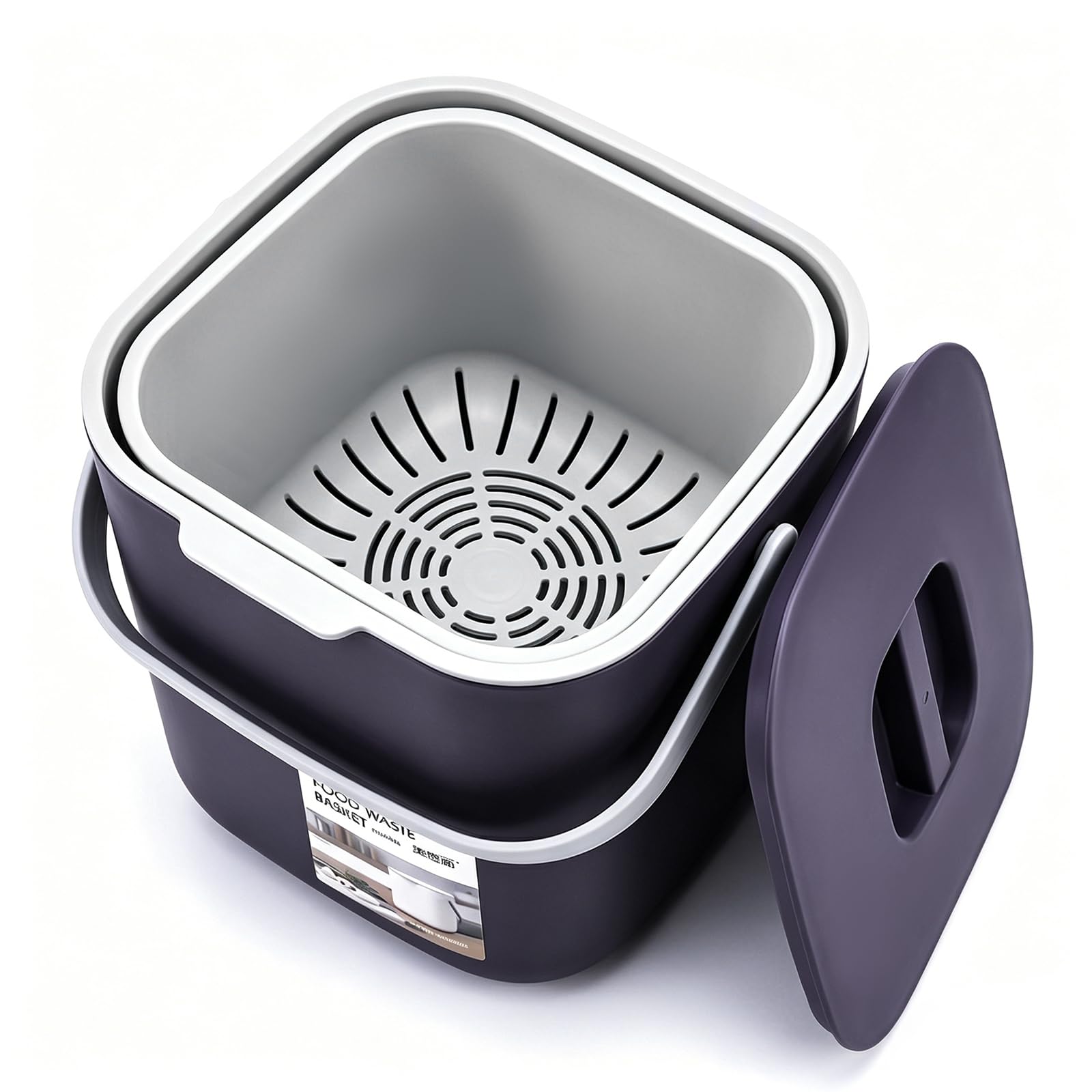 Compostiera da Cucina 4L con Coperchio, Pattumiera Organico Cucina 2 in 1 | con Filtro Rimovibile, Bidoncino Umido Cucina Separazione Secco Umido, Anti Odori, Facile da Pulire, Plastica PP Riciclabile