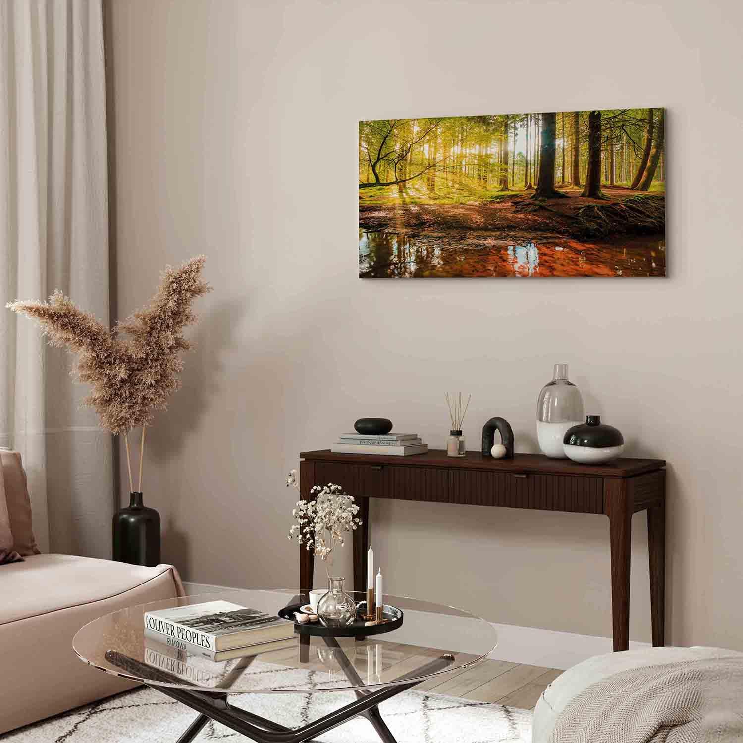B&D XXL - Quadro Moderno Soggiorno Grandi, Bosco Natura Paesaggio 140x70cm