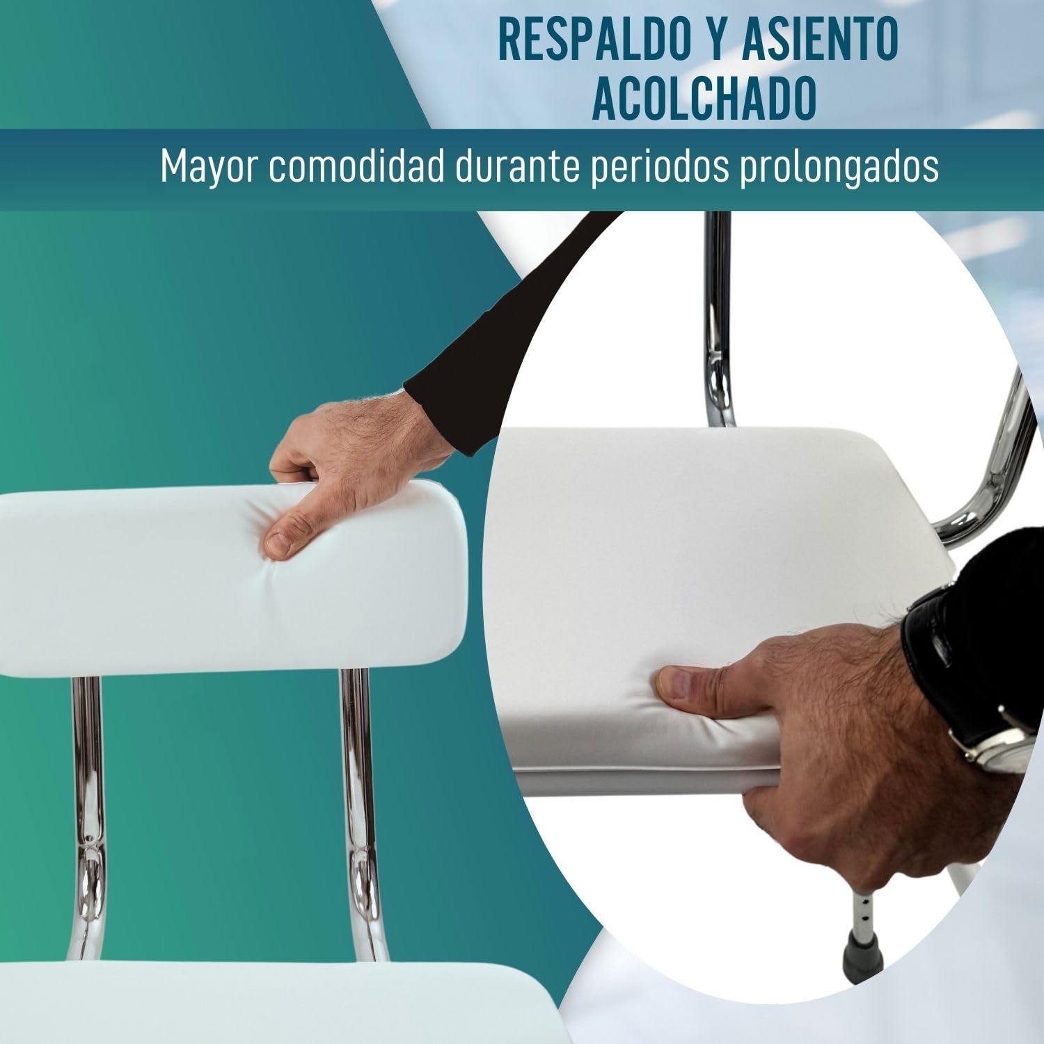 OrtoPrime Taburetes Altos de Cocina TAREAS HOGAR Silla Alta para Cocinar Regulable Silla de Apoyo con Reposabrazos - Silla Alta Ortopédica Ancianos - Taburete Cocina Alto con Respaldo Acolchado
