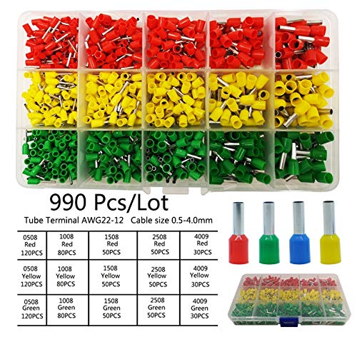 Davitu Terminals - Multiple styles TE/VE tube terminal electrical wiring connector crimping insulated tubular terminals set for0.5-10mm2 AWG22-7 - (Color: 1070)