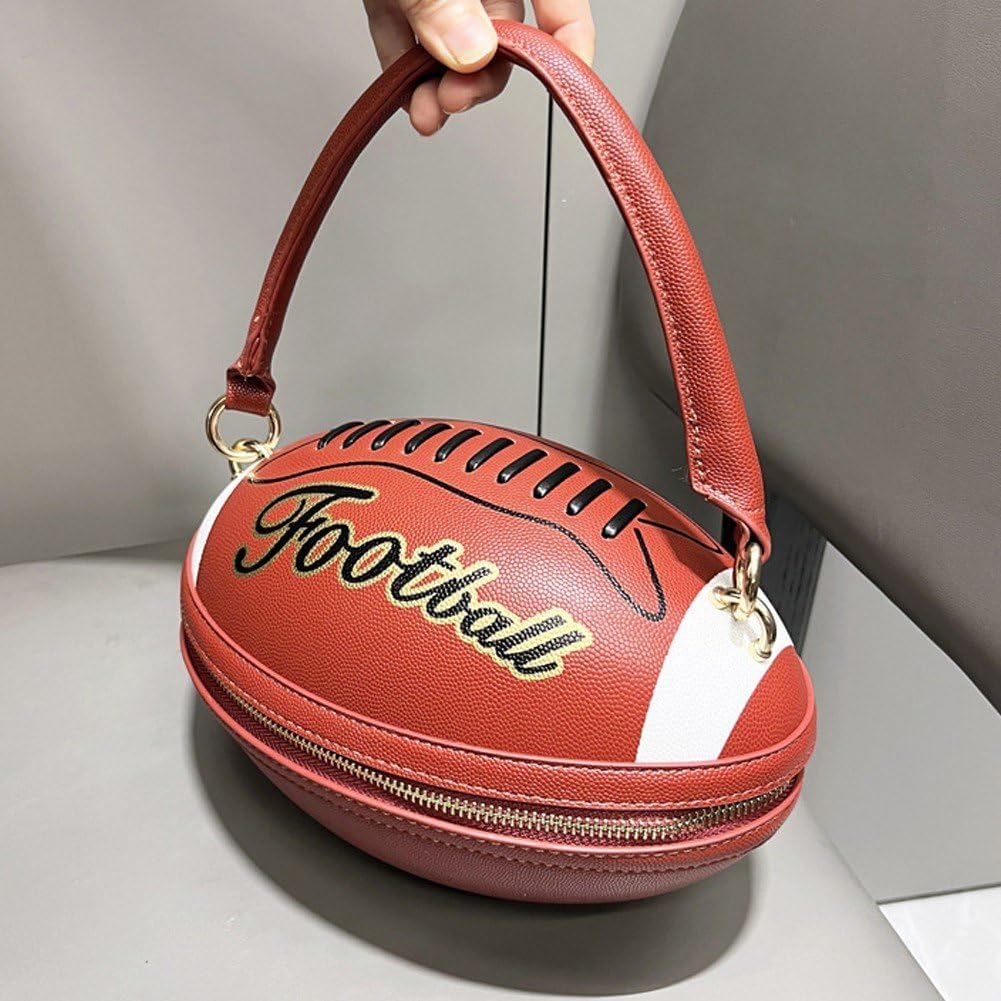 Women Football Shaped Crossbody Shoulder Bag Purse Handbags Chain Crossbody Bag Tote Bag Novelty Funny Bag