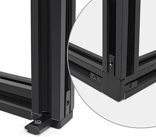 Miniatura 5 de 20 piezas negras 2020 Series en forma de L interior interior de esquina con tornillos + 1 llave para ranura de 0.236 in, accesorios de riel de