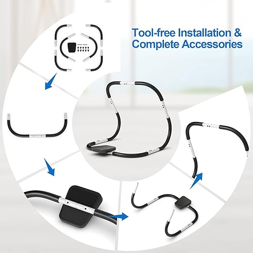 Miniatura 4 de Goplus AB Fitness Crunch, máquina abdominal portátil, ejercitador de entrenamiento para fuerza central, entrenamiento muscular, entrenador AB para