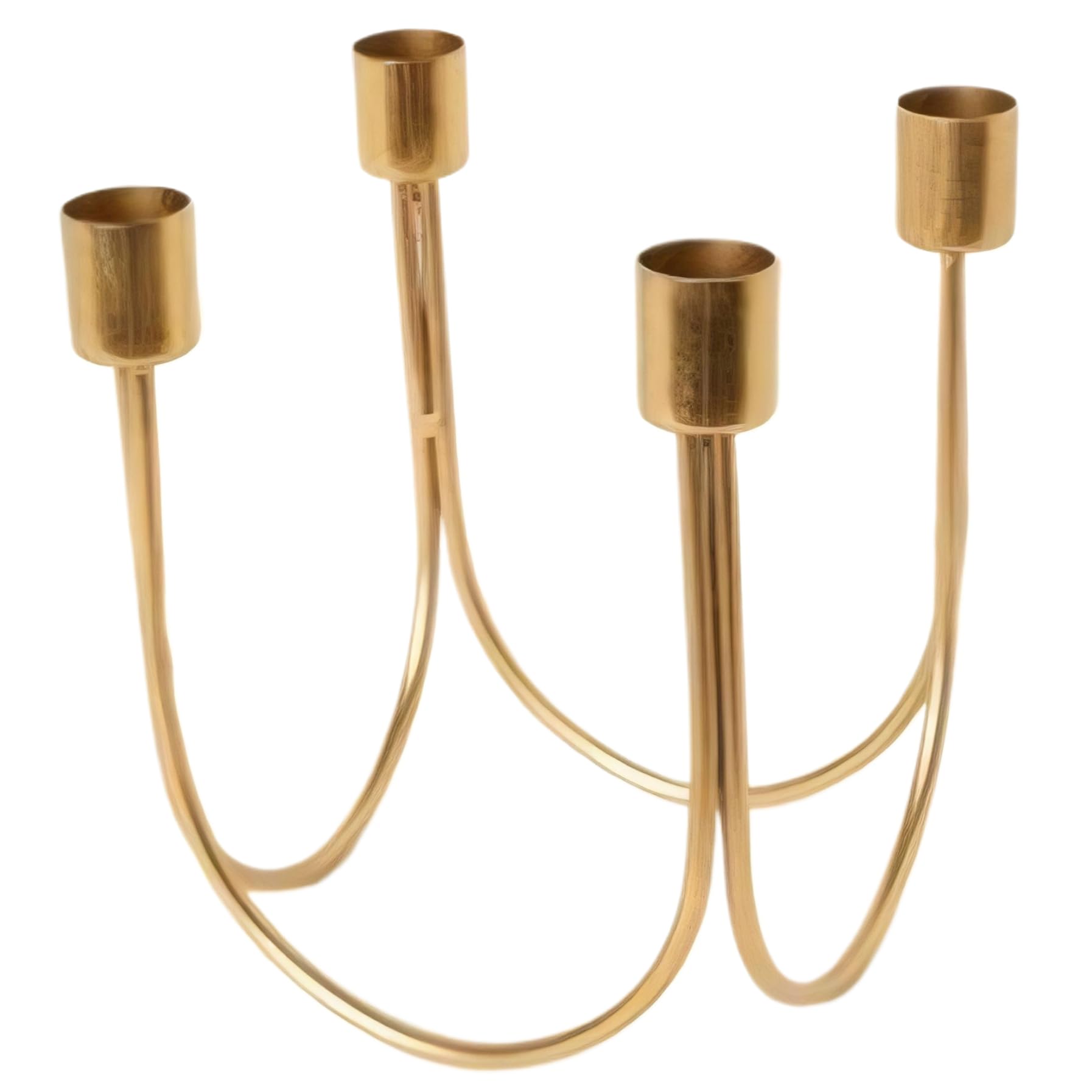 4-Arm Gold Taper Candle Holders - Metal Candlestick Centerpiece for Fireplace Mantel, Table Decor Taper Candle Holders Gold Candlestick Holder