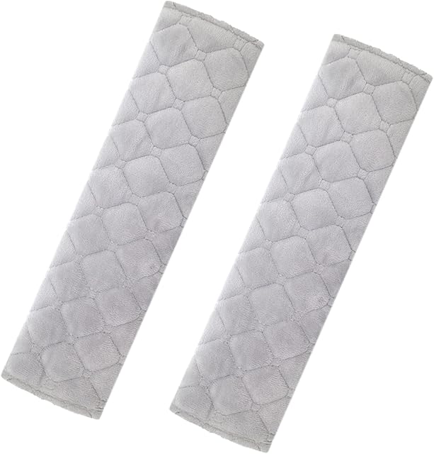 2 Pack Seat Belt Pads, Seat belt Strap Cover, Car Seat belt Comfort Pads, Comfort Harness Pads Protect Shoulder Neck Padding for Kids, Adults (Light Grey)