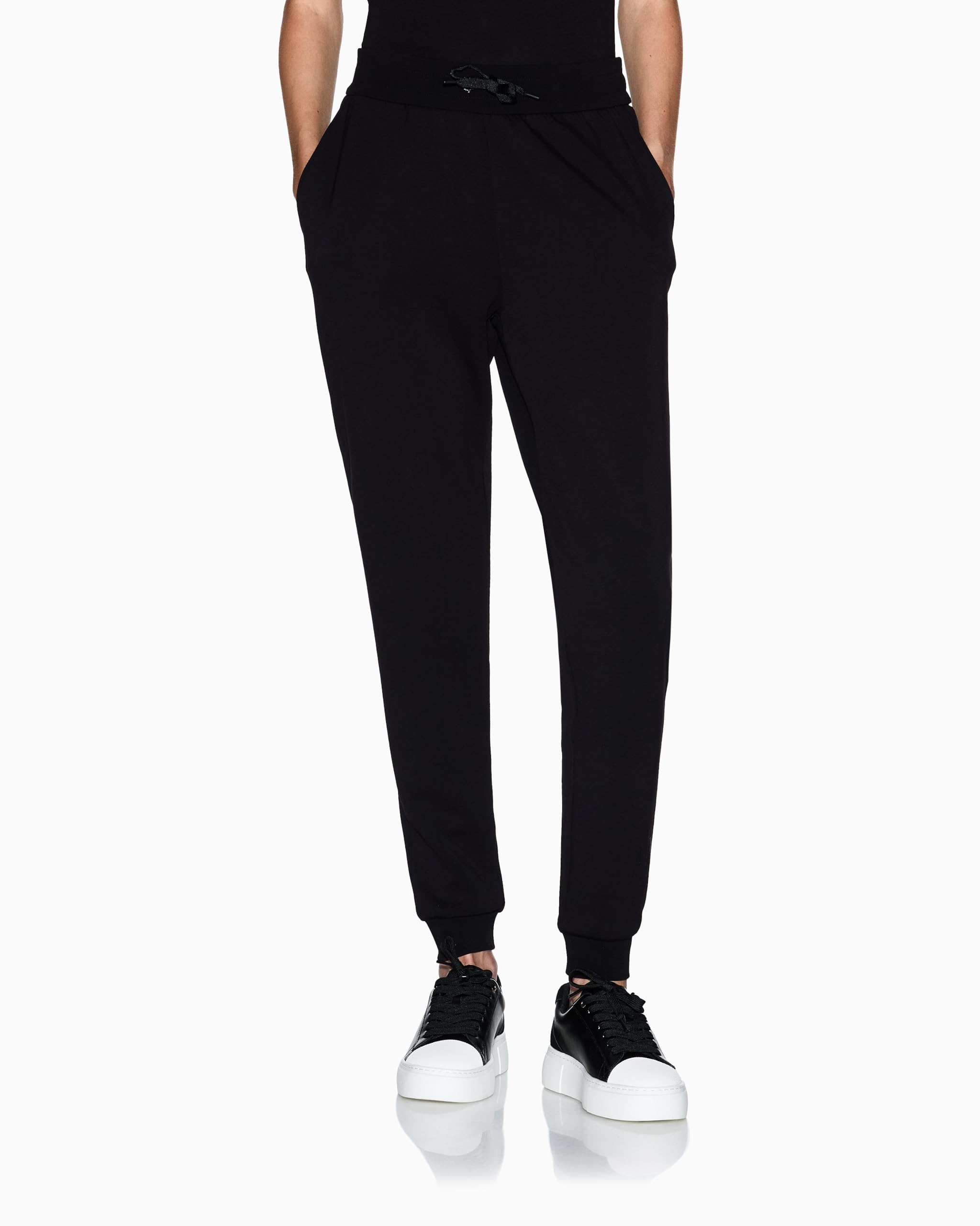 Armani Exchange Women's Black Icon Project, Shiny Studs Logo, Sweatpants, S
