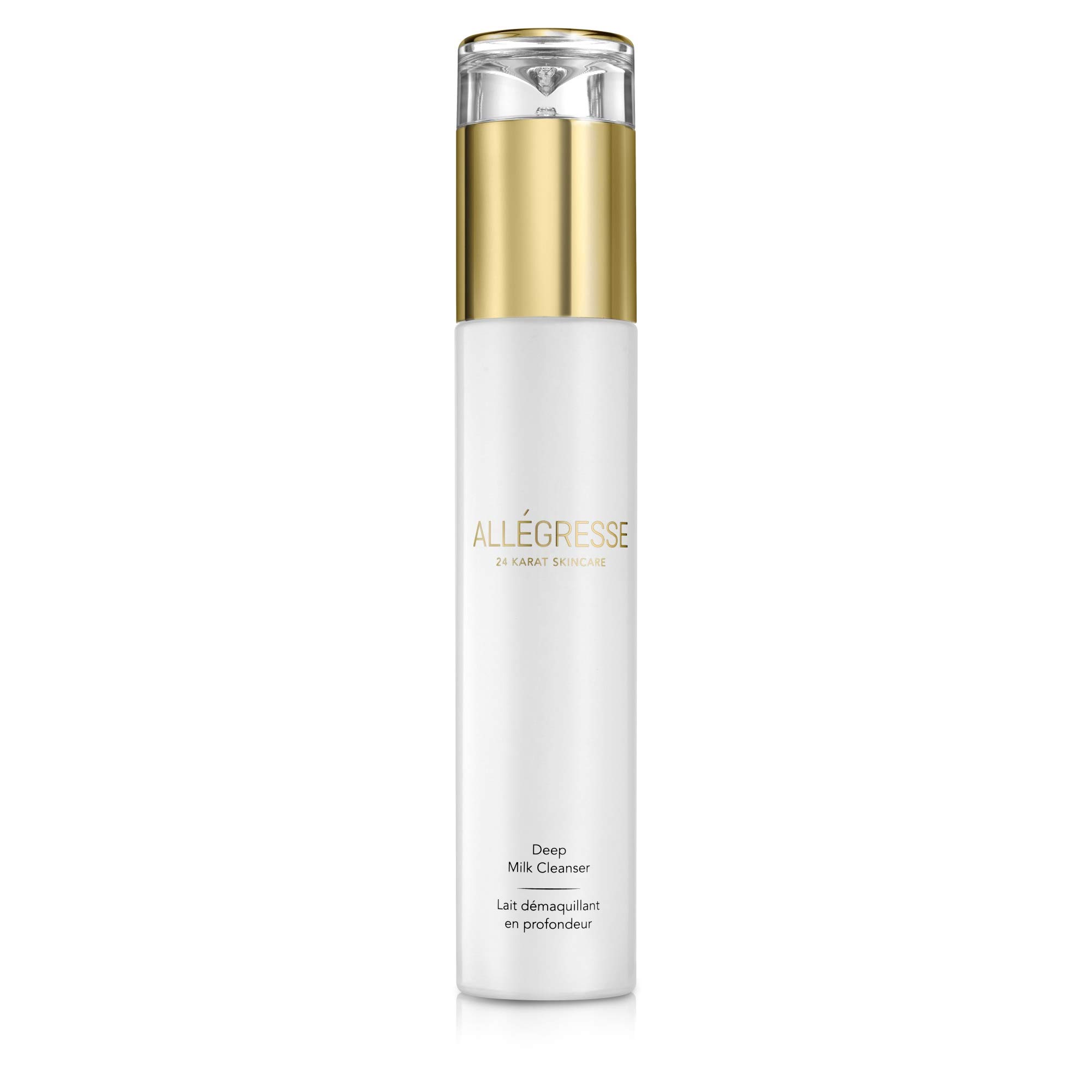 Allegresse Anti Aging 24 Karat Non Foaming Gold Deep Milk Facial Cleanser | Enriched with Botanical Ingredients and Antioxidants | Removes Impurities and Makeup | 4 oz