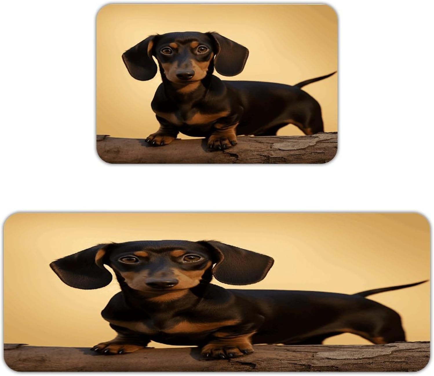 A Cute Dachshund Kitchen Mat Washable Non Slip Rugs Soft Kitchen Mats for Floor Set of 2 PCS Cushioned Absorbent Runner Standing Rugs for Home Sink Laundry Office