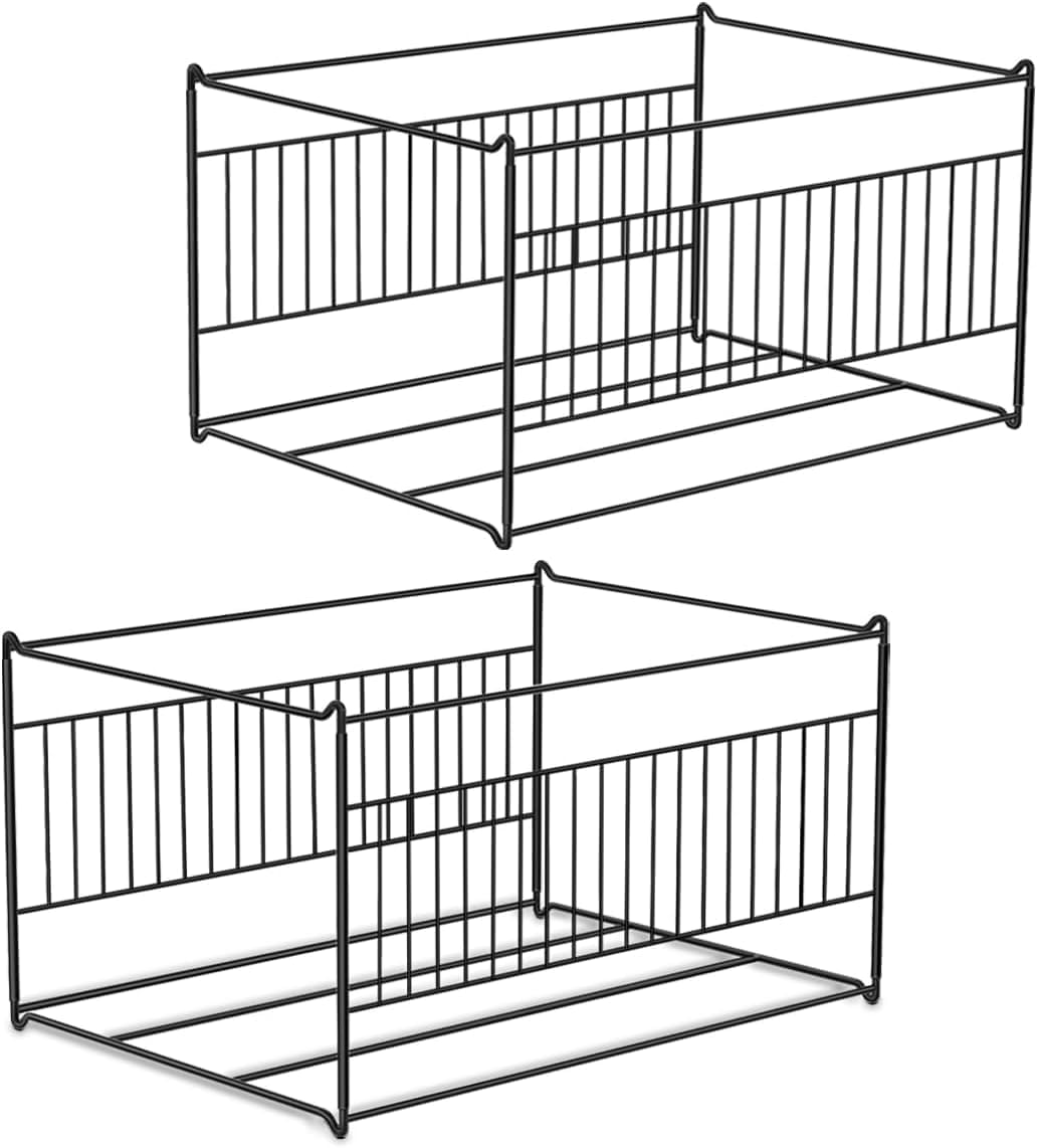 2 Packs,Hanging File Folder Frame Legal/Letter Size,File Cabinet Hanger,Inserts,Rack for Hanging Files,Fit Size Bigger 15.1”L,9.6”H Filing Cabinet,Desk Drawer,Hanging File Organizer/Rails,Steel,Black