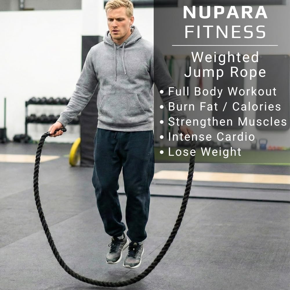 Weighted Jump Rope for Men and Women. Heavy Adult Jump Rope for Fitness, Exercise, Strength, Cardio, and Weight Loss. 2.4lb to 5lb.