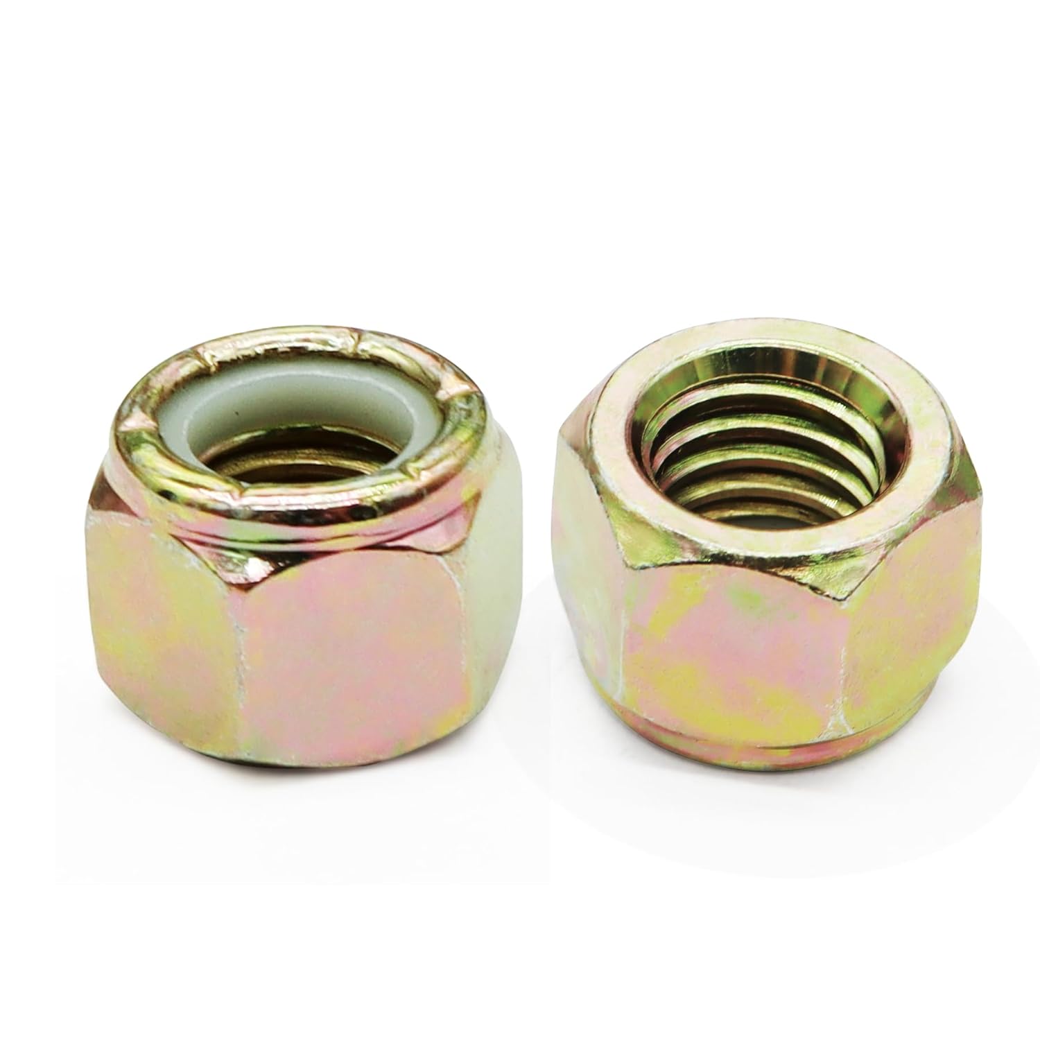 Baudelun Grade 8 1/2-13 Nylon Insert Lock Nuts, 20 Pack Yellow Zinc Steel - Anti-Vibration & Corrosion Resistant