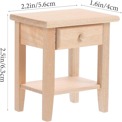 Miniatura 7 de SAFIGLE Muebles para casa de muñecas, muebles de casa de muñecas, mesita de noche en miniatura a escala 1:12, mesita de noche de madera, accesorio