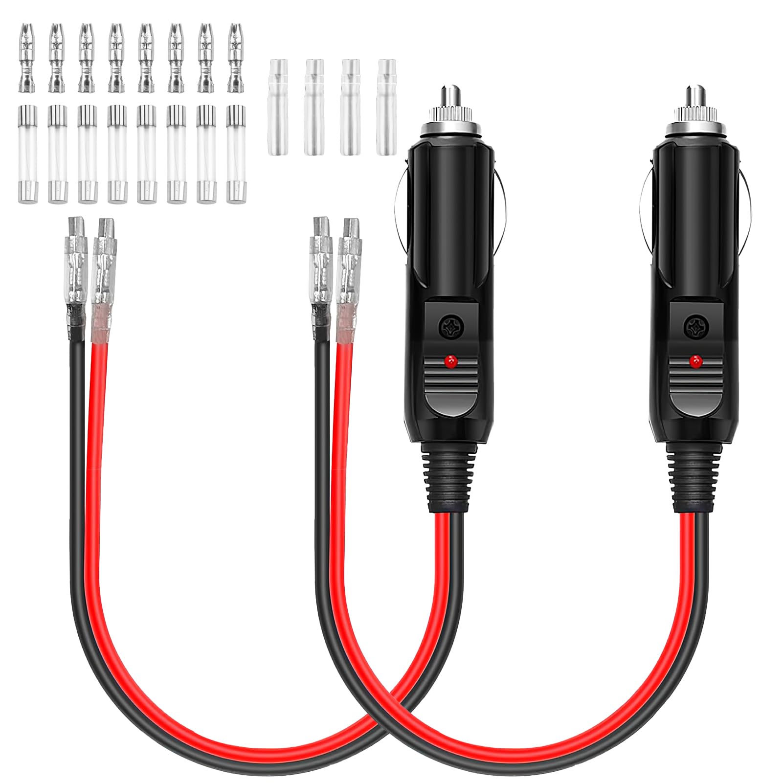 2Pz Encendedor de Cigarrillos Plug, Cable Conector Macho para Mechero de Coche de 12V-24V Enchufe de Mechero con Fusible Enchufe del Encendedor para Refrigeradores de Camiones, Reproductores de DVD