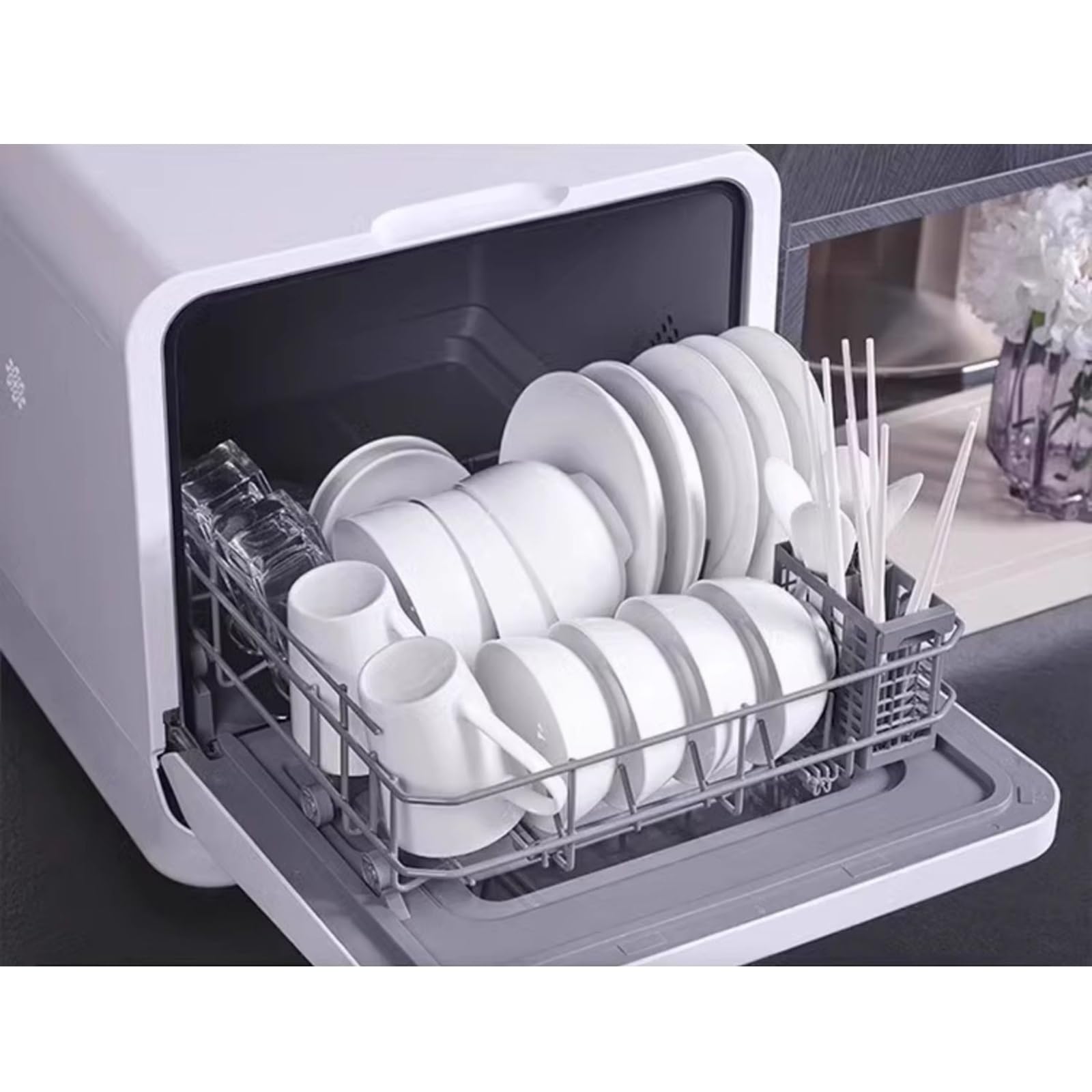 Lavavajillas- Lavavajillas de Escritorio for el hogar, lavavajillas de Almacenamiento de Secado Completamente automático, de Mesa pequeña, sin instalación hogar, Apartamentos y vehícu